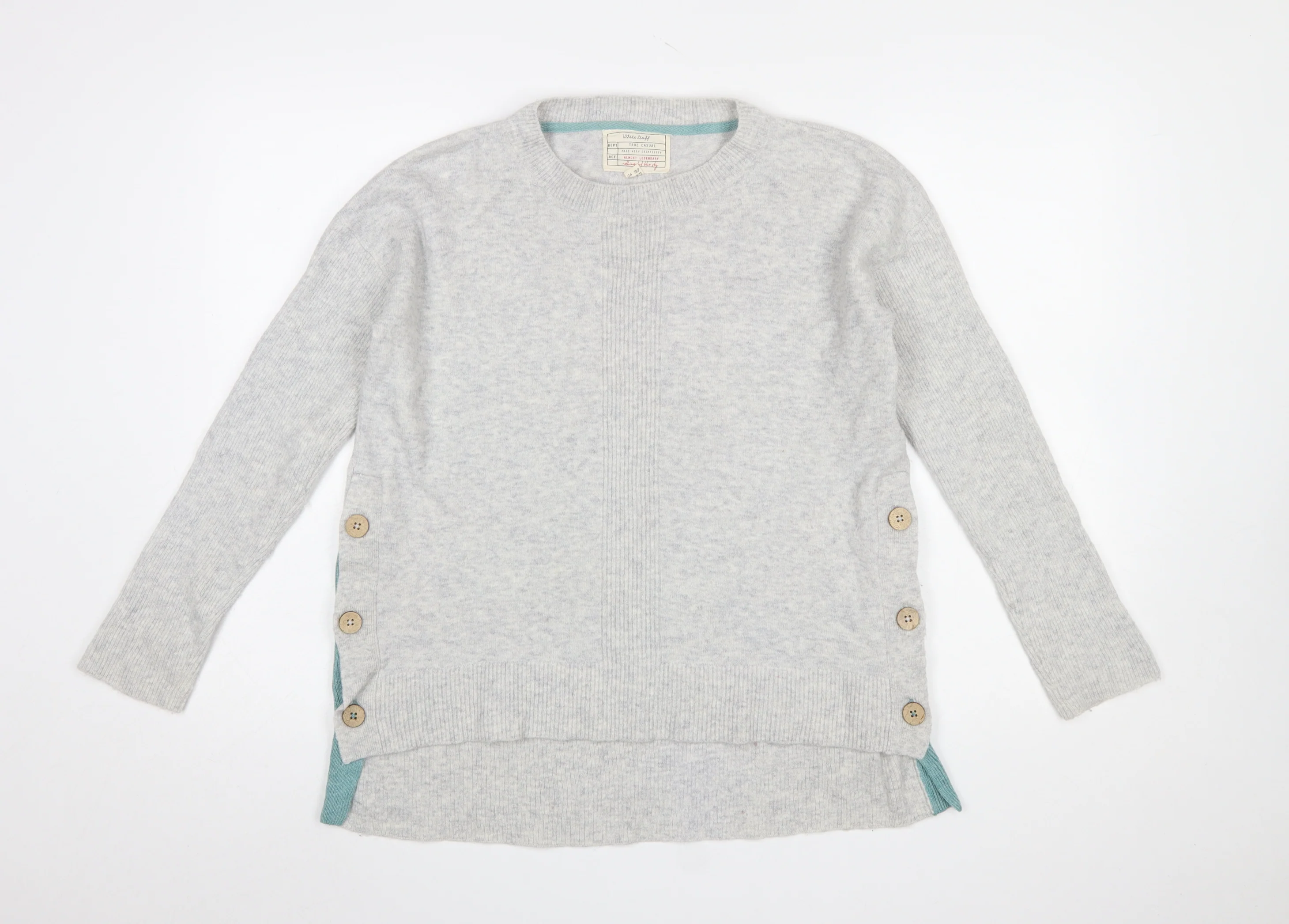 White Stuff Women Grey Size 12 Wool Alpaca Button Jumper