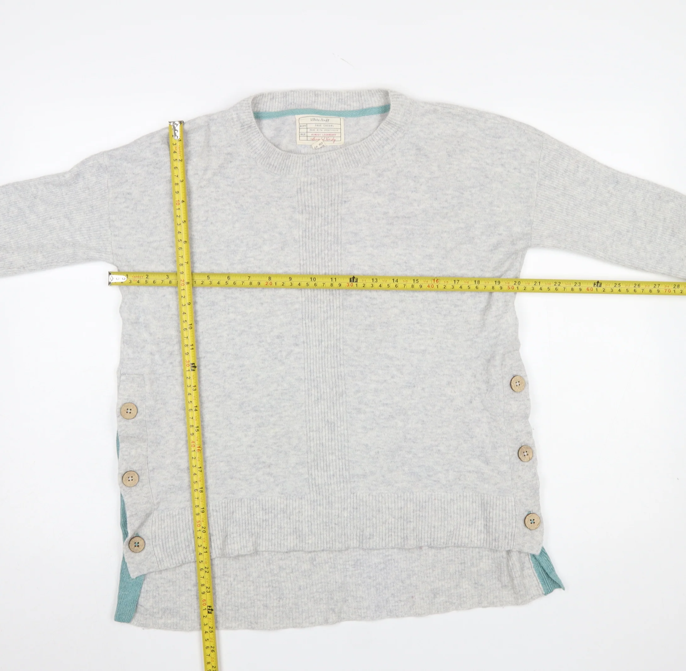 White Stuff Women Grey Size 12 Wool Alpaca Button Jumper - Image 2