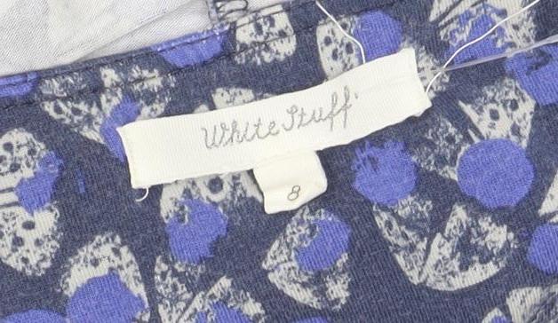 White Stuff Women’s Blue Floral Shift Dress Size 8 Short Sleeve Cotton - Image 4