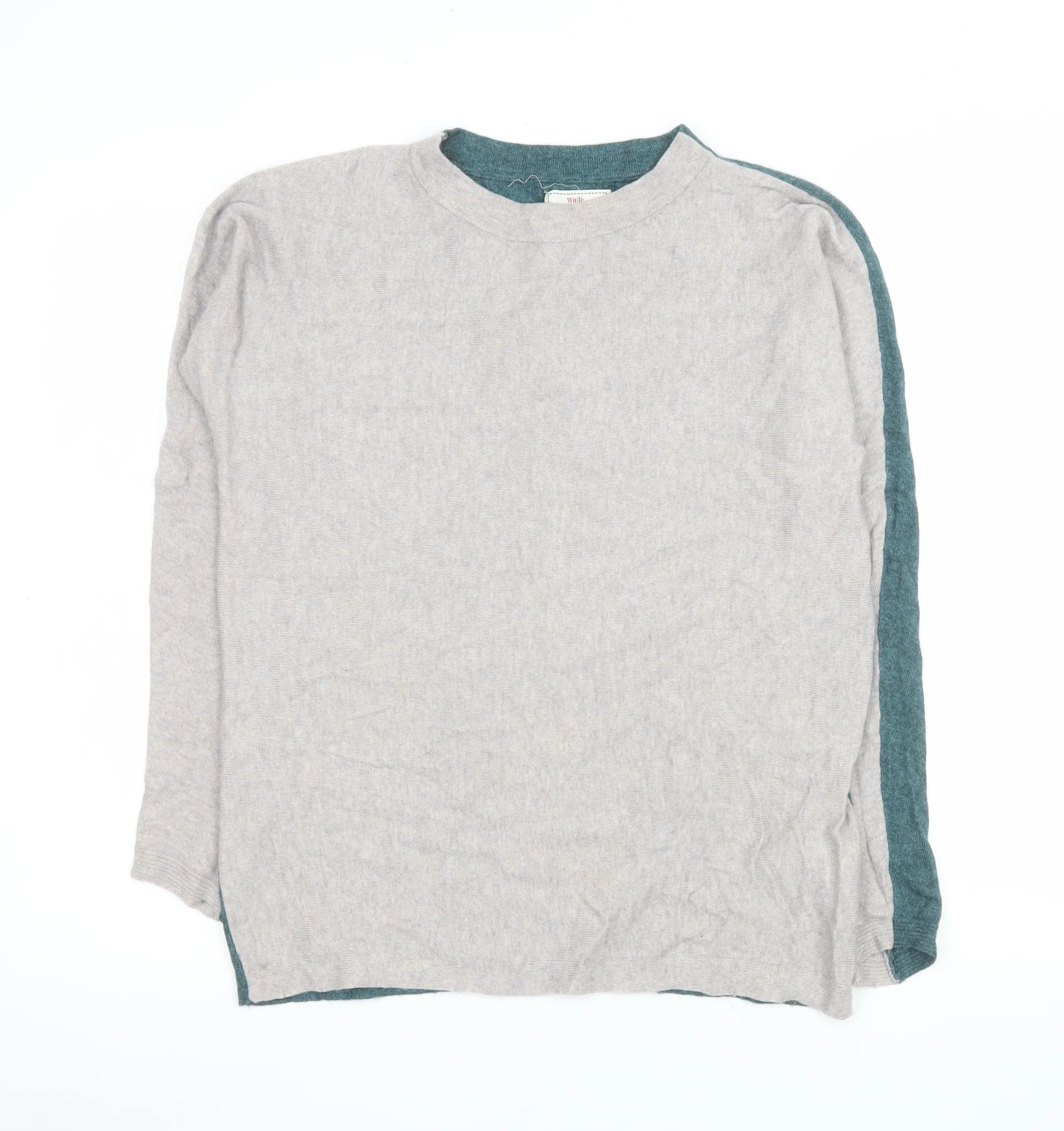 White Stuff Women’s Grey & Teal Reversible Jumper UK 8 Merino Wool Blend