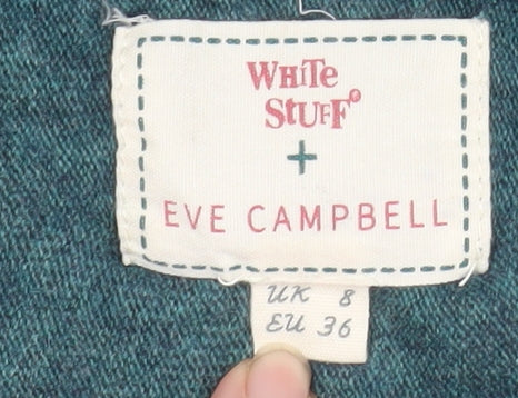 White Stuff Women’s Grey & Teal Reversible Jumper UK 8 Merino Wool Blend - Image 4