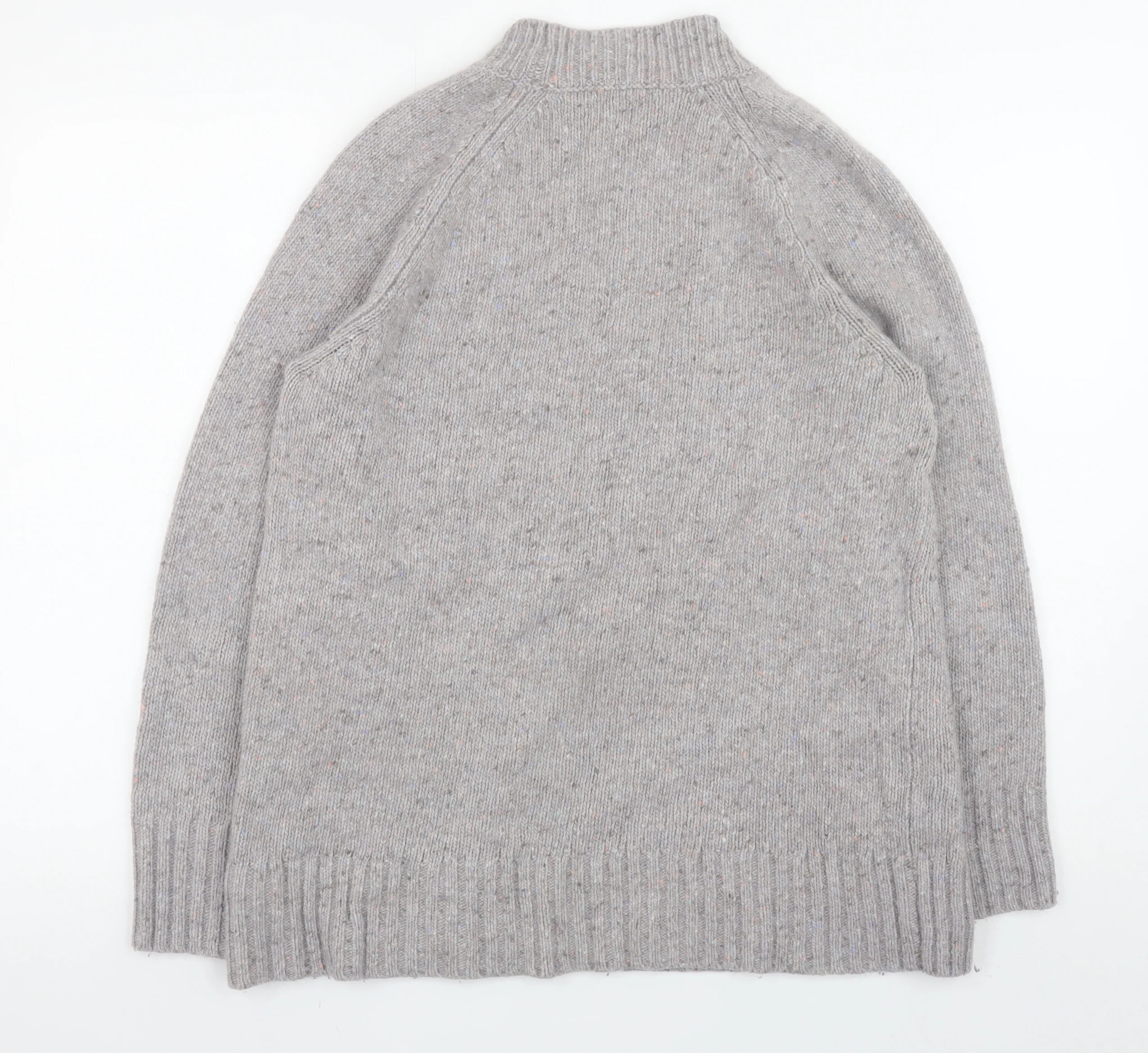 White Stuff Women’s Grey Wool Blend Chunky Knit Mock Neck Jumper UK 12 - Image 3