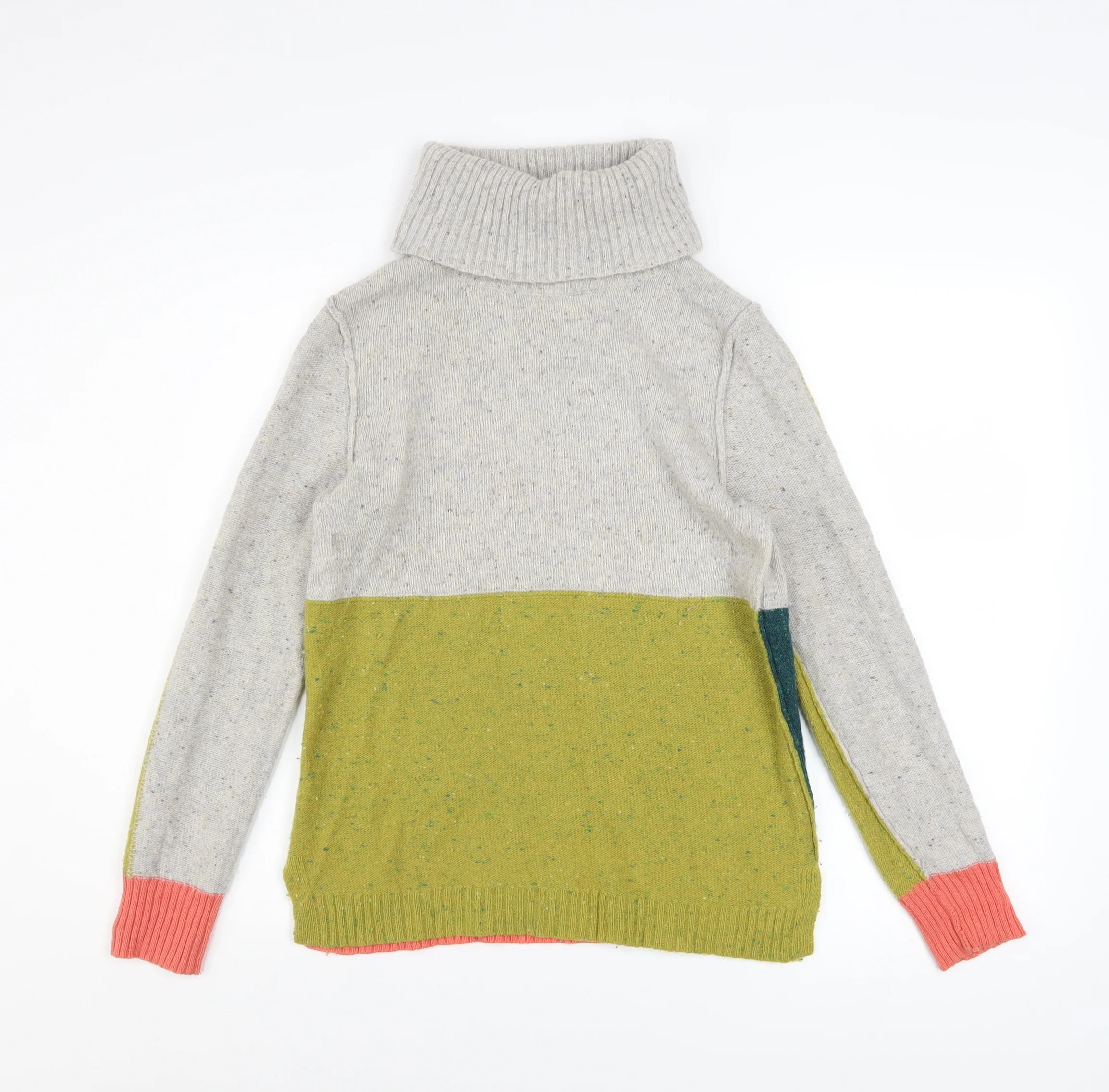 White Stuff Women’s Multicoloured Roll Neck Chunky Knit Jumper Size 10