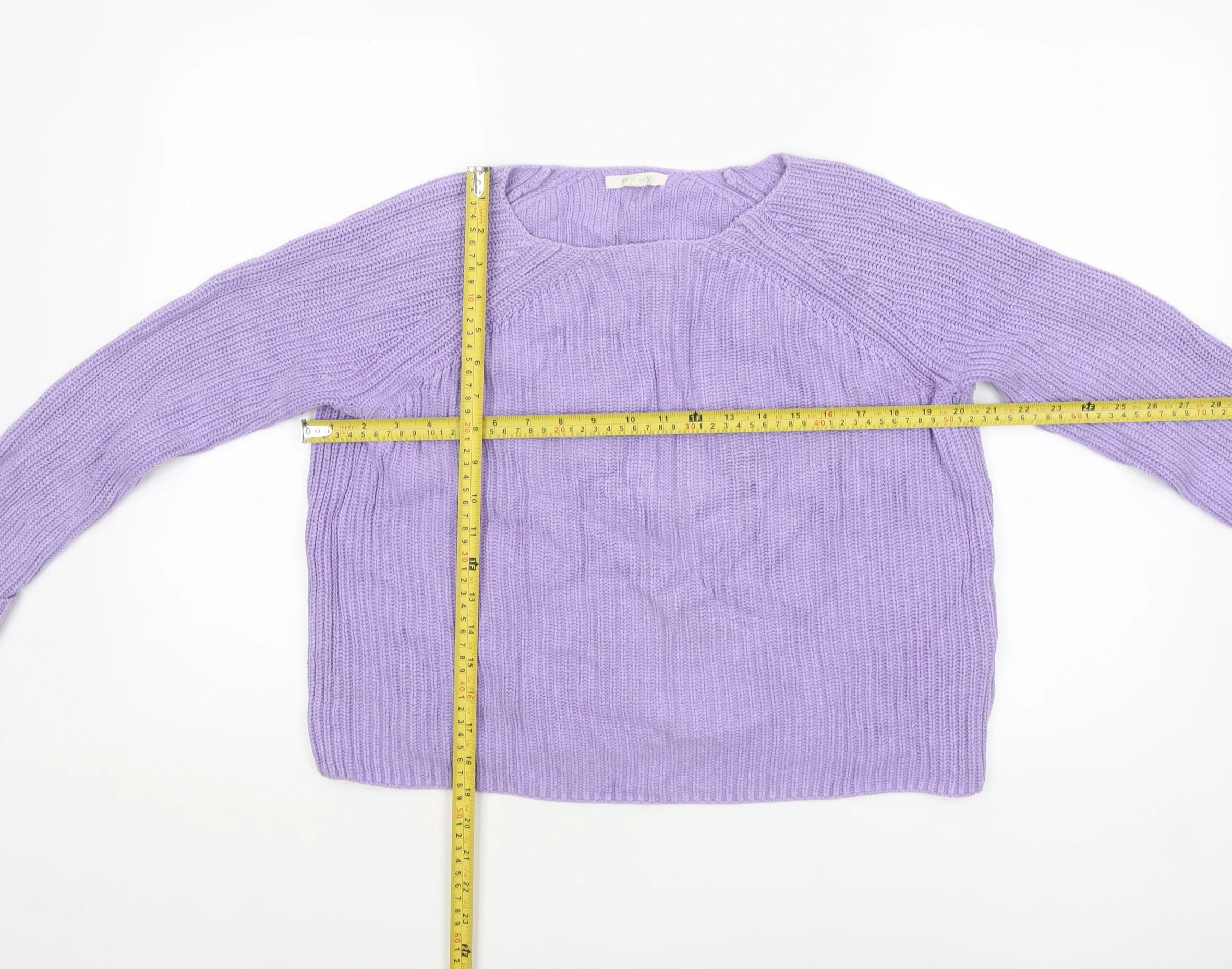 White Stuff Women’s Purple Cotton Chunky Knit Jumper UK 10 - Image 2