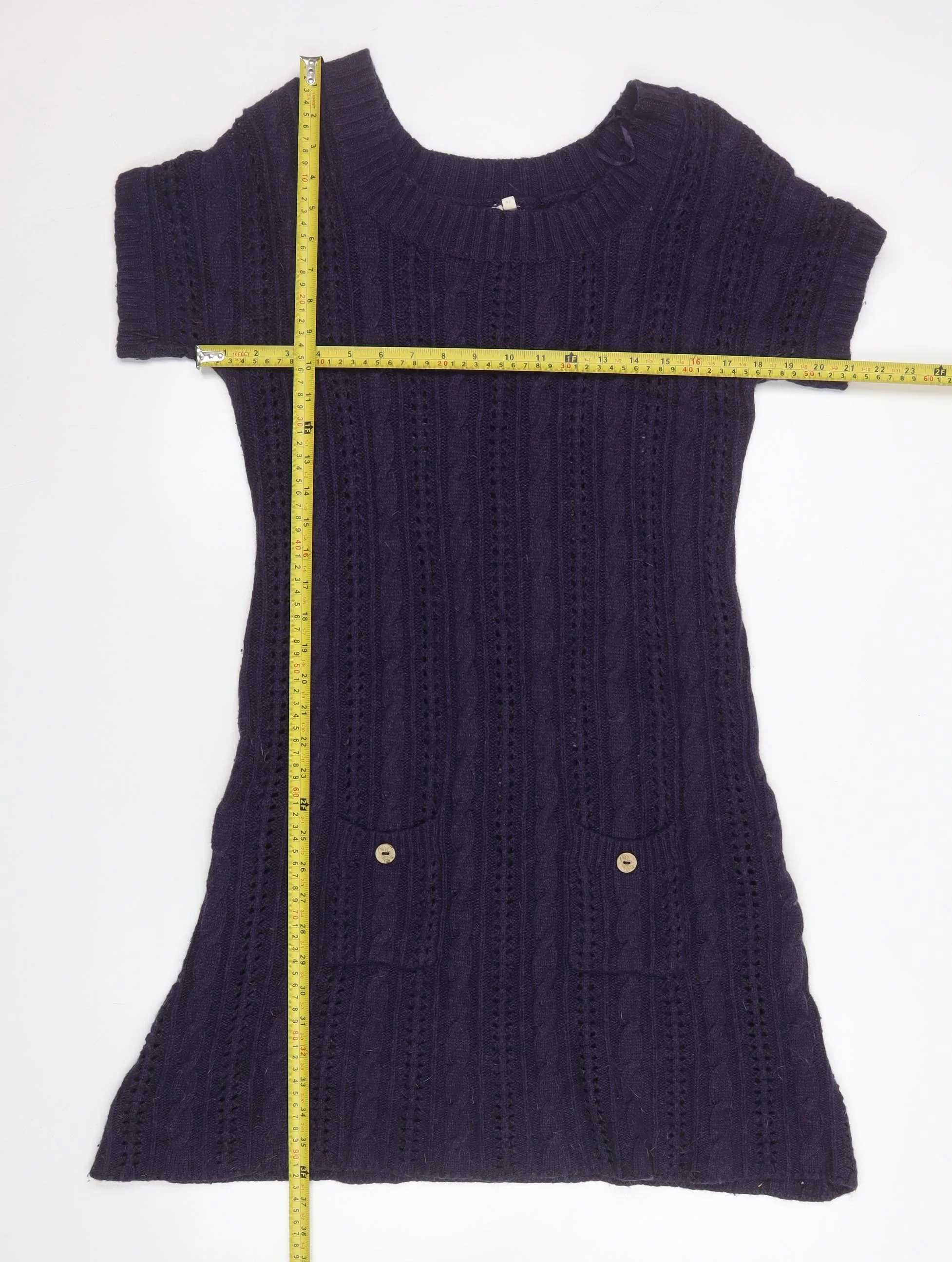 White Stuff Women’s Purple Knit Jumper Dress L Short Sleeve Winter Style - Image 2
