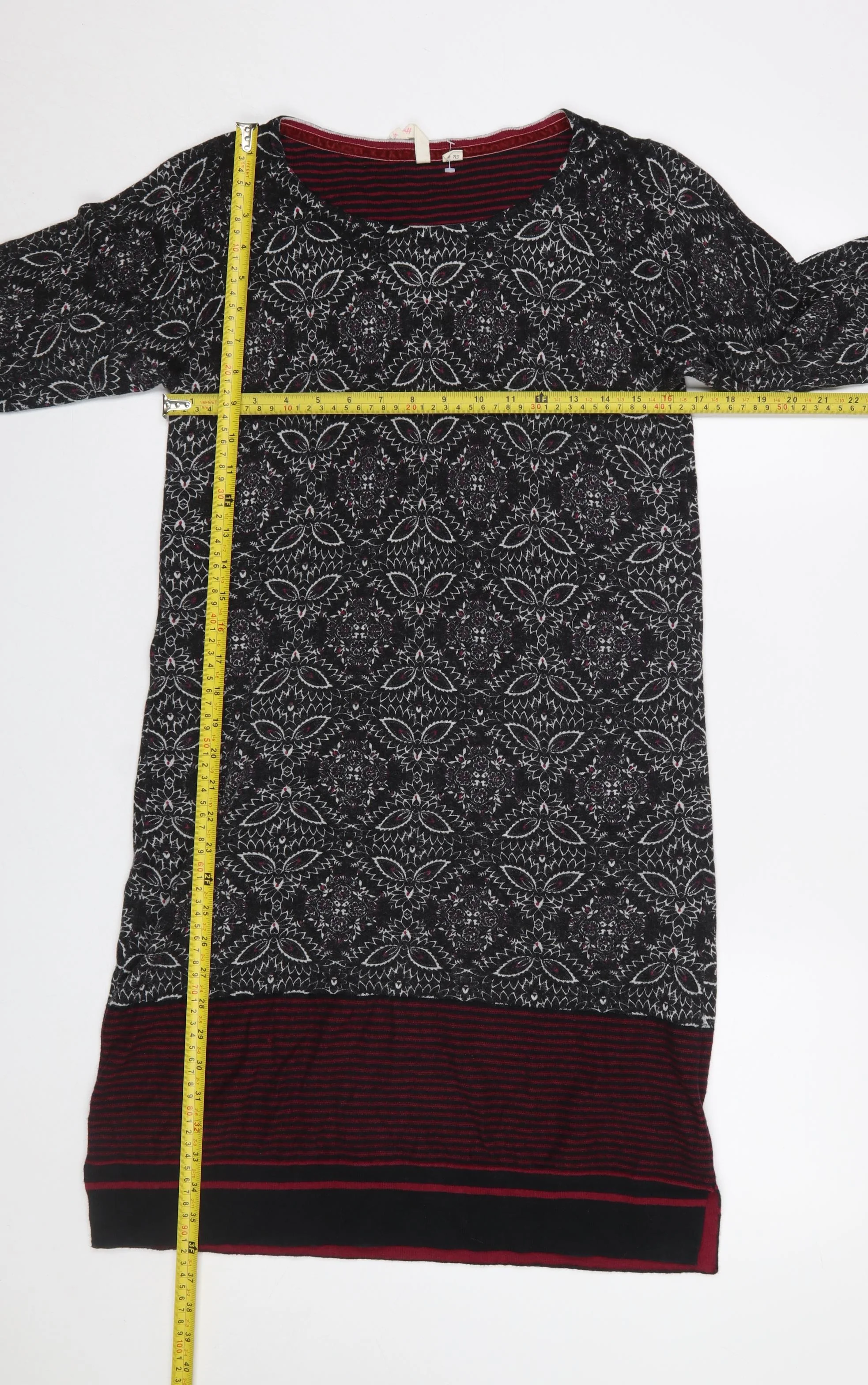 White Stuff Womens Black Geometric Knit Shift Dress Size 12 - Image 2