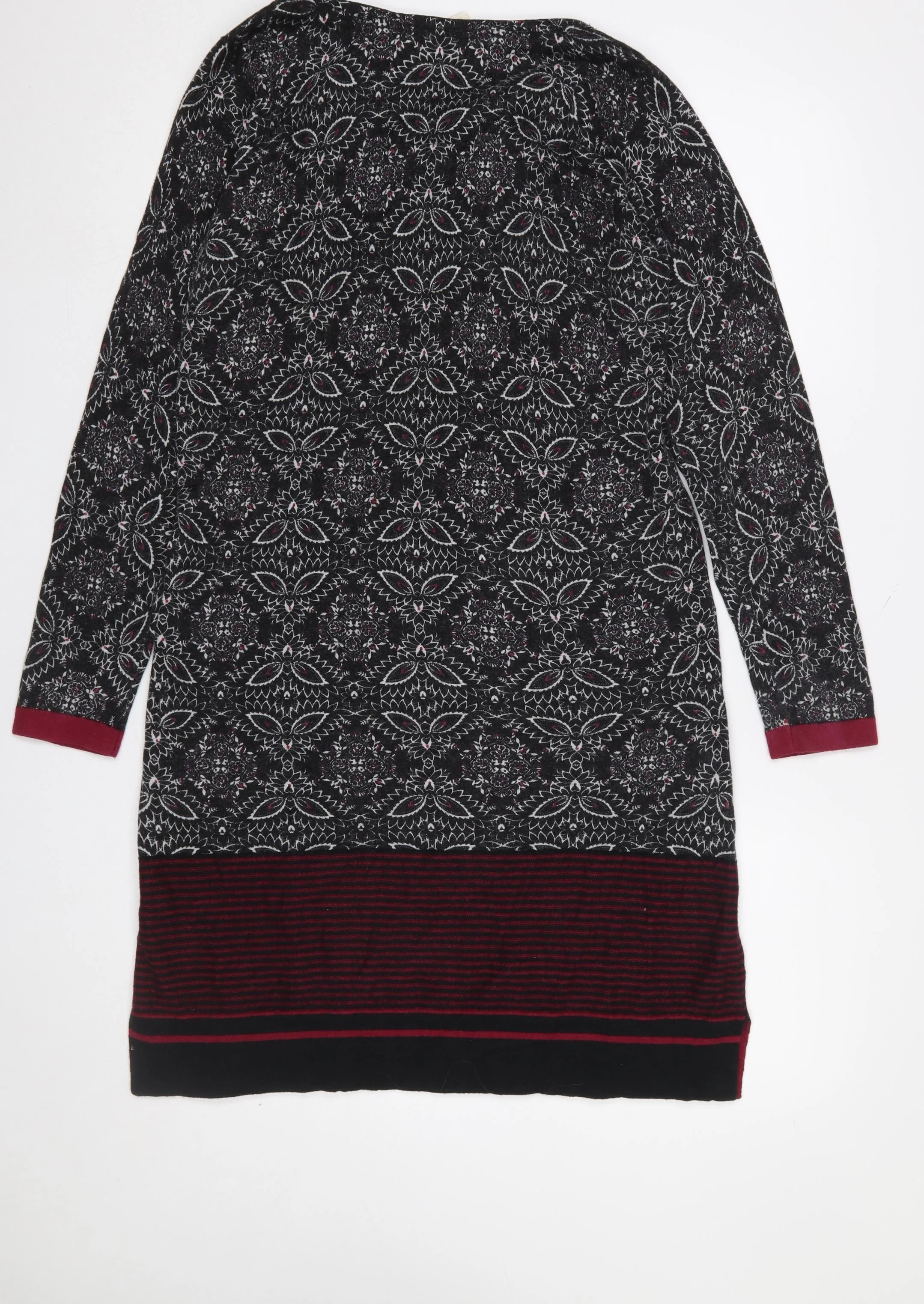 White Stuff Womens Black Geometric Knit Shift Dress Size 12 - Image 3