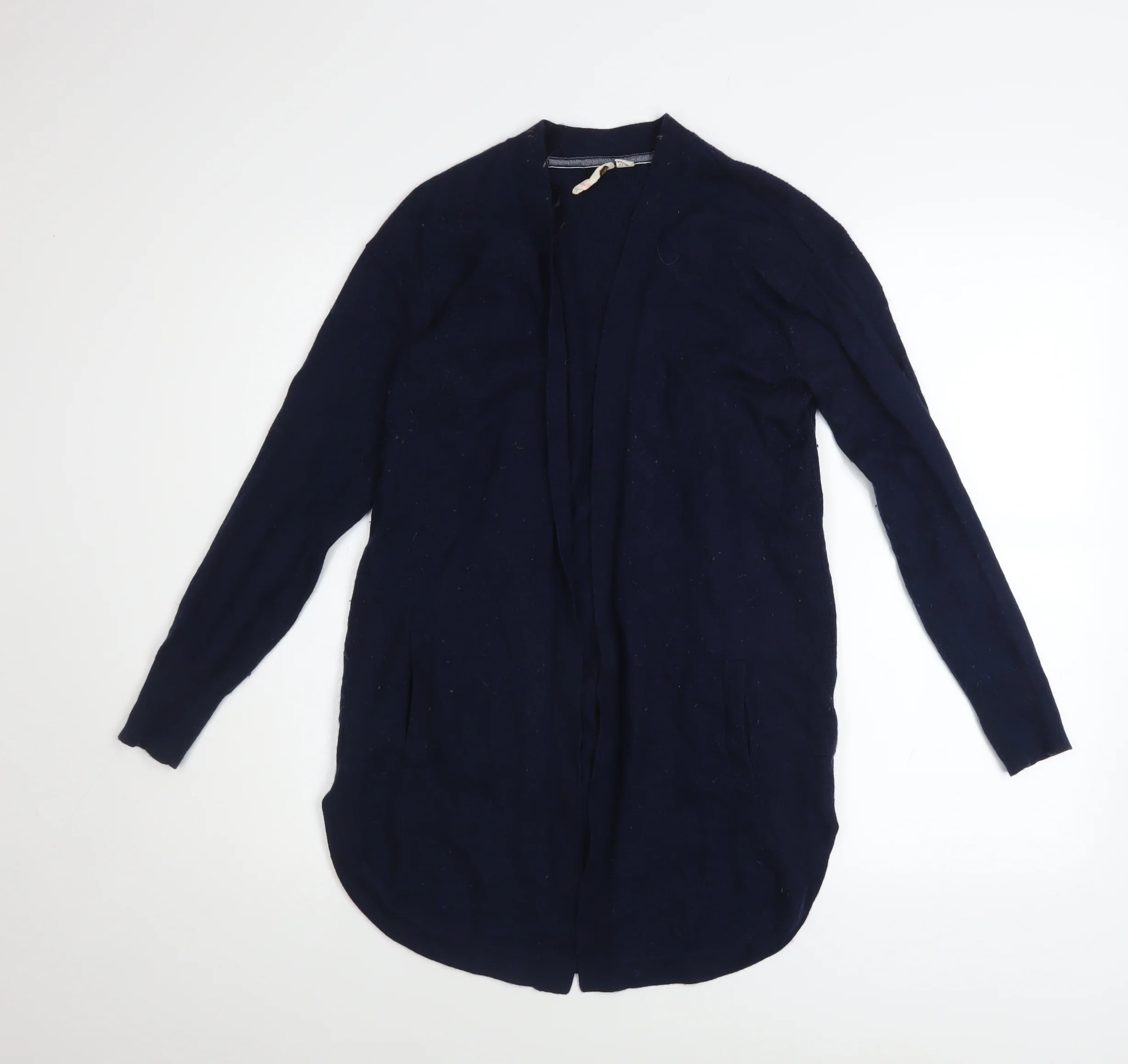 White Stuff Women's Blue Merino Wool Blend Long Sleeve Open Cardigan Size 10
