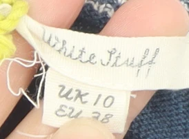White Stuff Women's Blue Striped Crew Neck Cardigan UK 10 Cotton Blend - Image 4