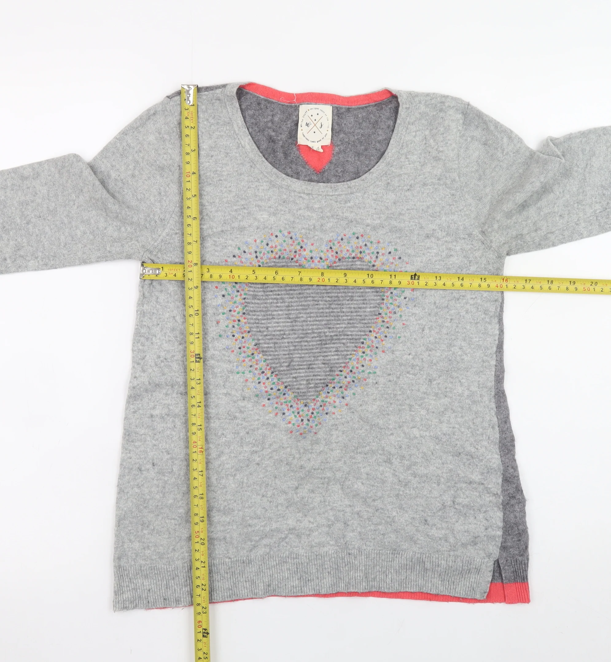 White Stuff Women's Grey Heart Knit Pullover Jumper Size 8 - Image 2