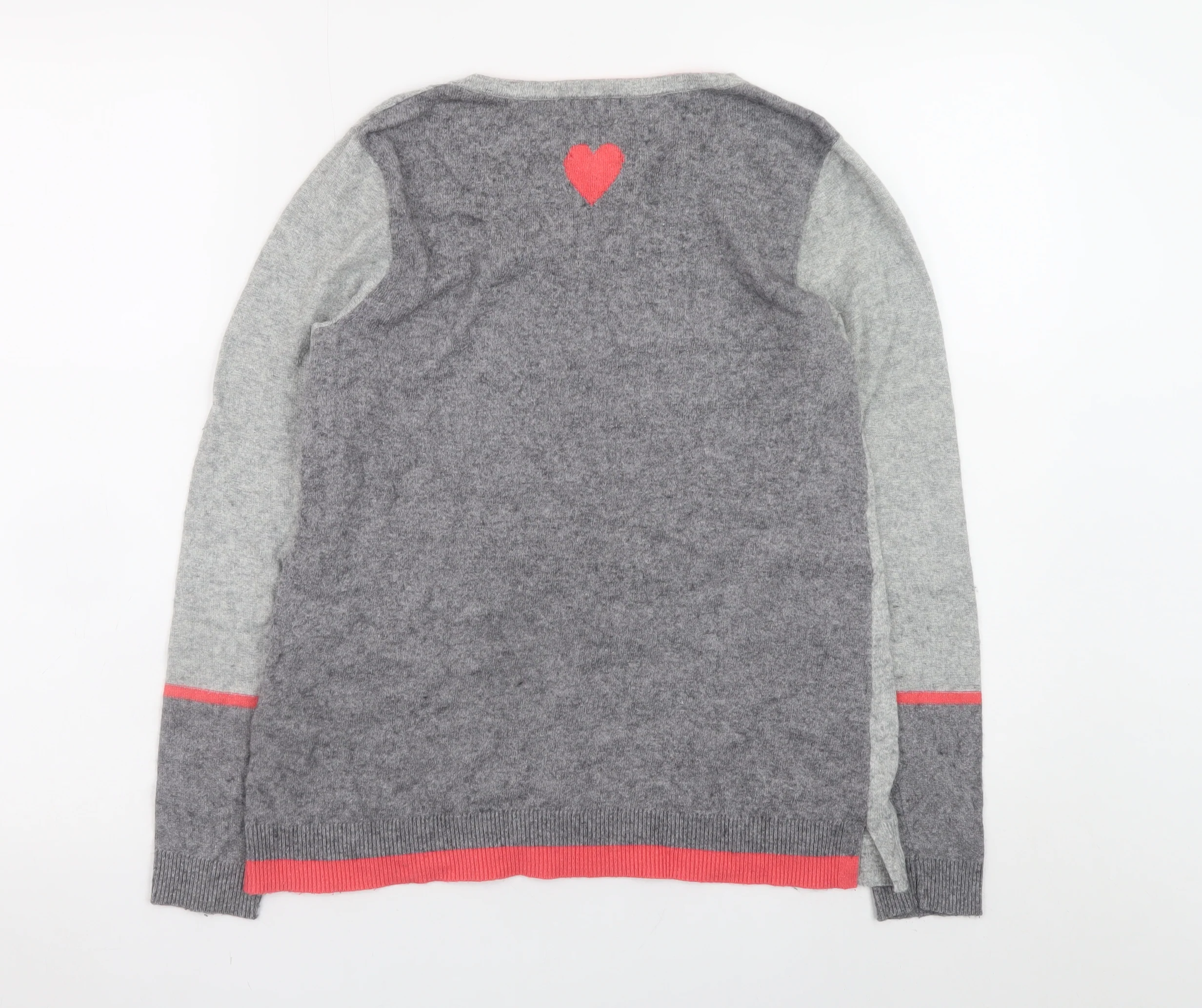 White Stuff Women's Grey Heart Knit Pullover Jumper Size 8 - Image 3