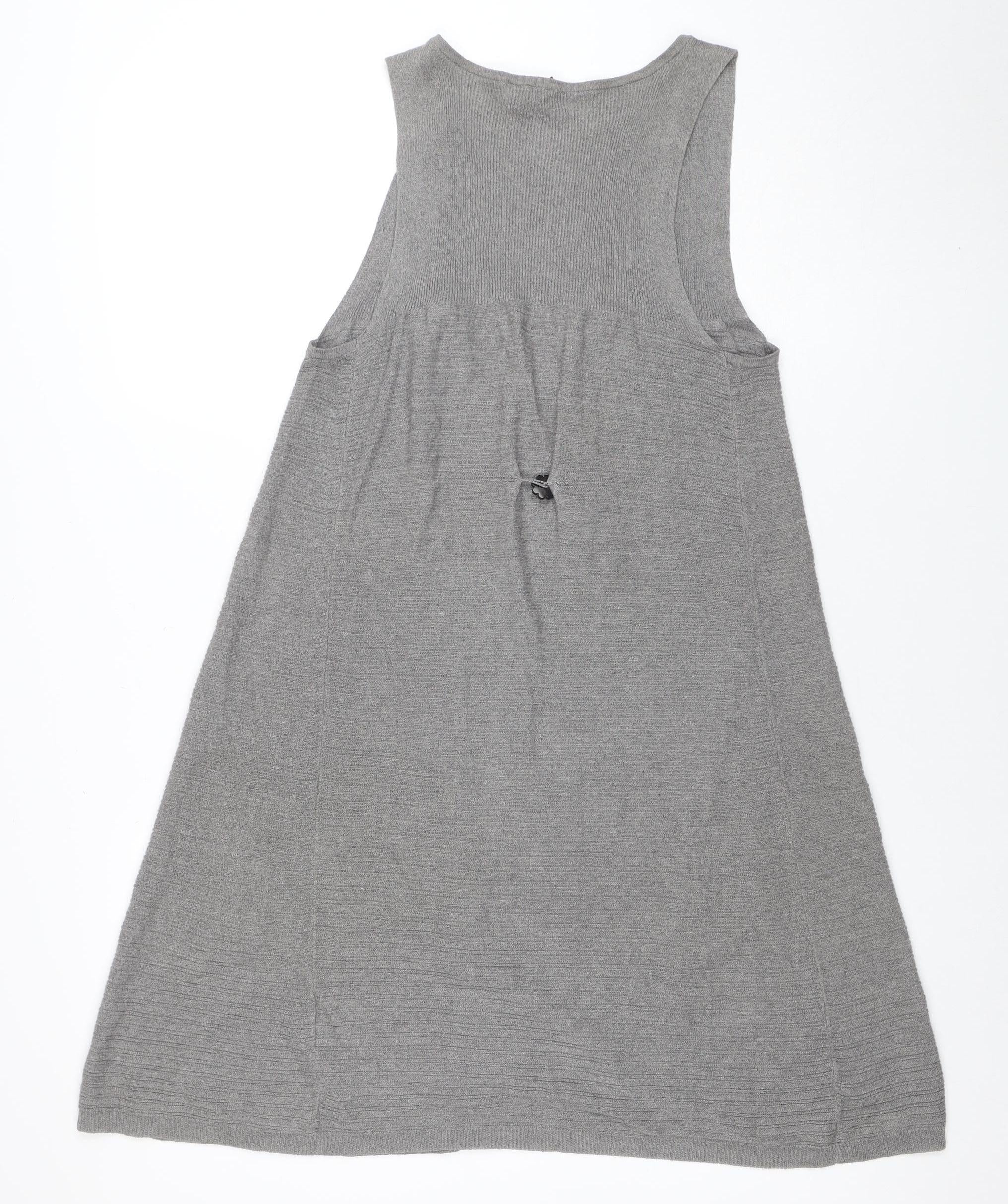 White Stuff Womens Grey Linen Cotton Sleeveless Cardigan Size 10 - Image 3