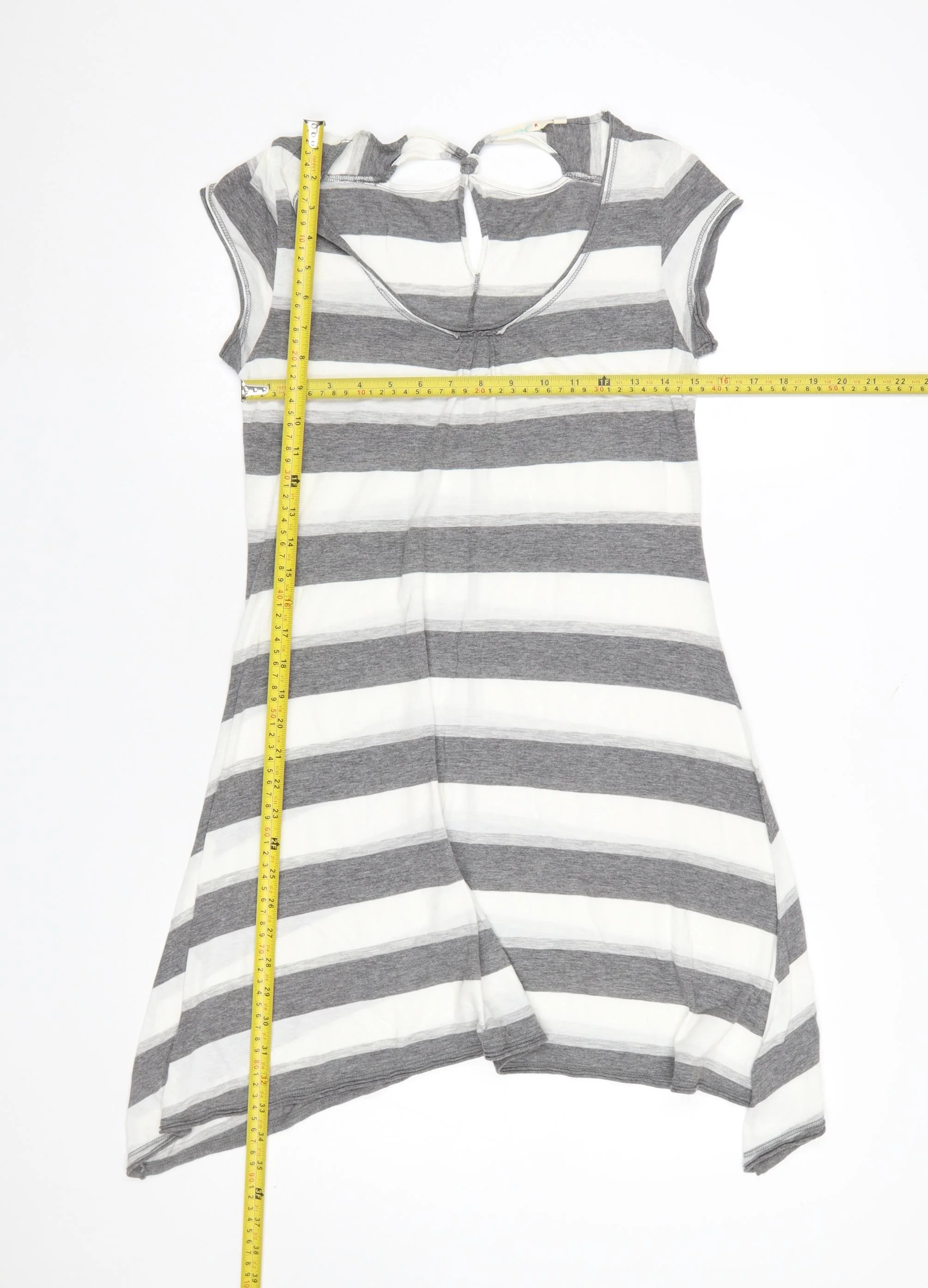 White Stuff Womens Grey Striped Tunic T-Shirt Size 10 Cotton Modal - Image 2