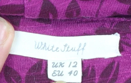 White Stuff Women's Purple Floral A-Line Knee Length Cotton Dress Size 12 - Image 4