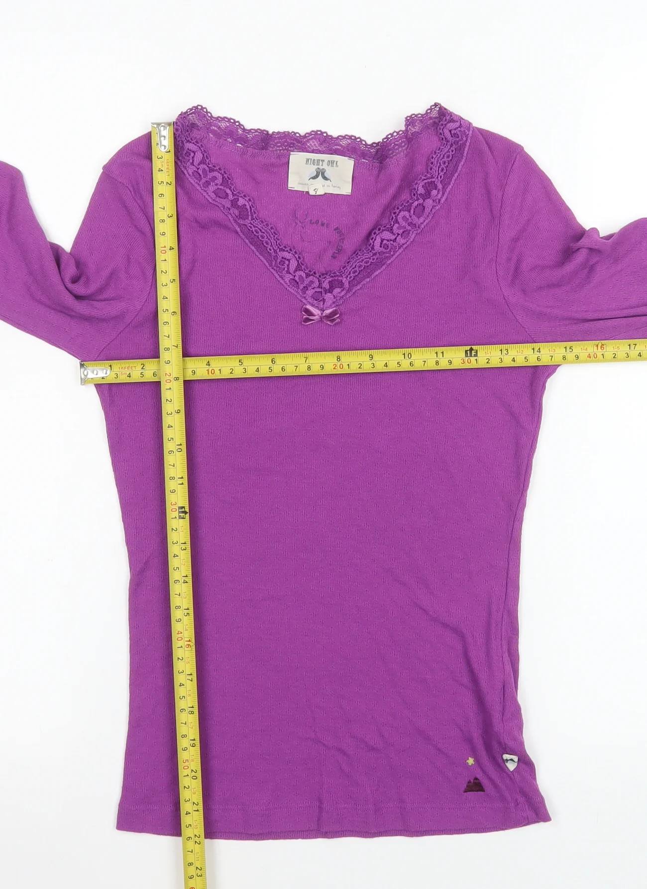 White Stuff Women's Purple Lace V-Neck Long Sleeve Nightshirt S - Image 2