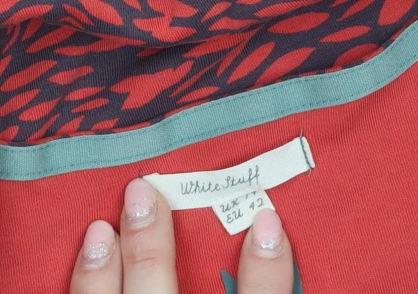 White Stuff Women's Red Floral Cotton Shift Dress Size 14 - Image 5