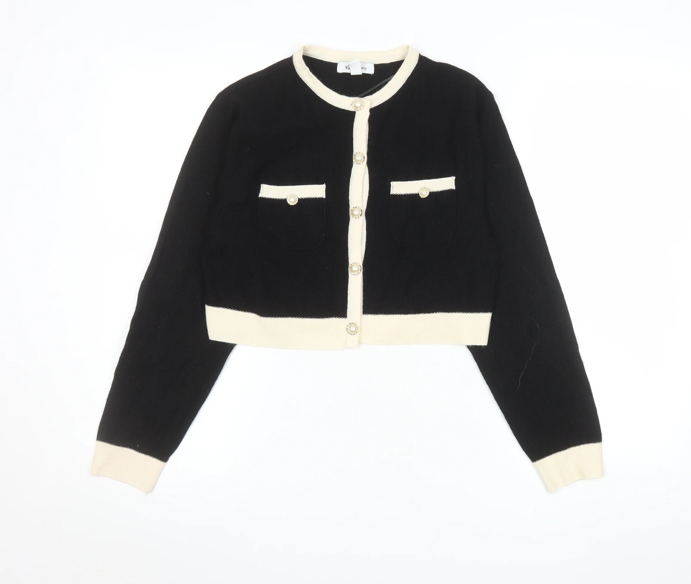 Wild Flower Womens Black Cream Knit Cardigan UK S Classic Style