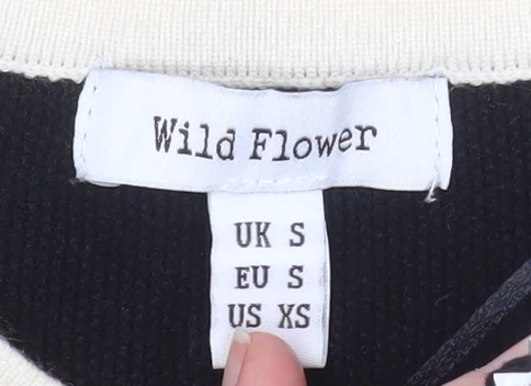 Wild Flower Womens Black Cream Knit Cardigan UK S Classic Style - Image 4