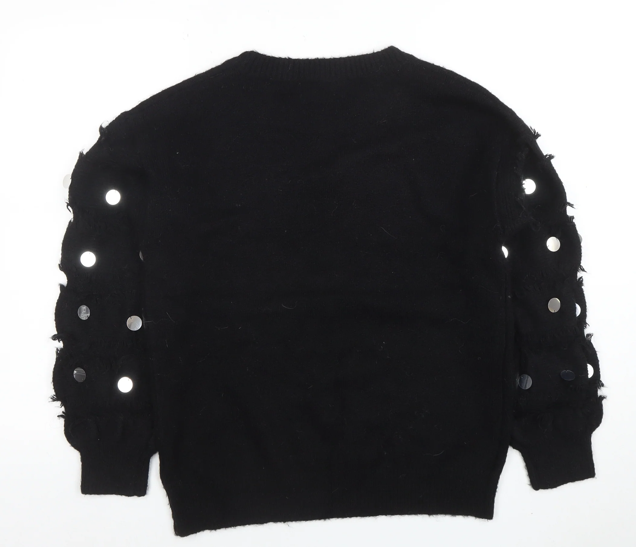 Wild Flower Womens Black Sequin Sleeve Pullover Jumper Size S - Image 3