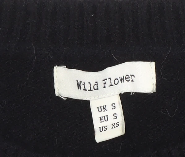 Wild Flower Womens Black Sequin Sleeve Pullover Jumper Size S - Image 4