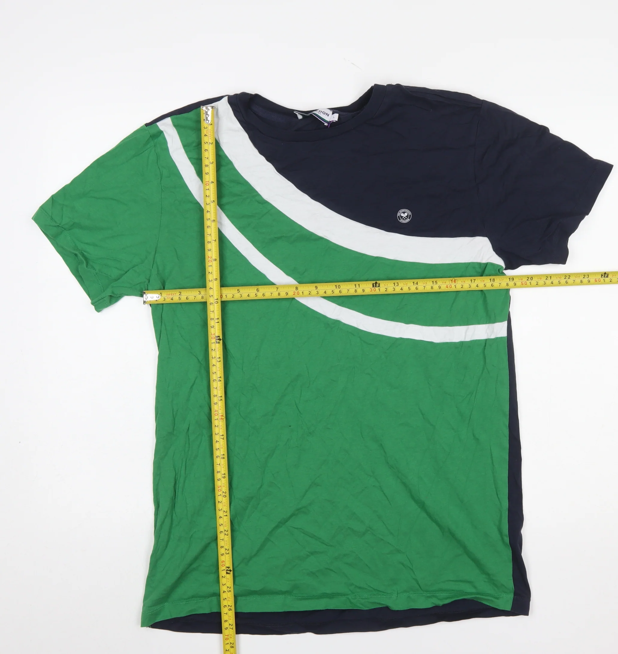 Wimbledon Men's Green Colourblock Cotton T-Shirt L - Image 2