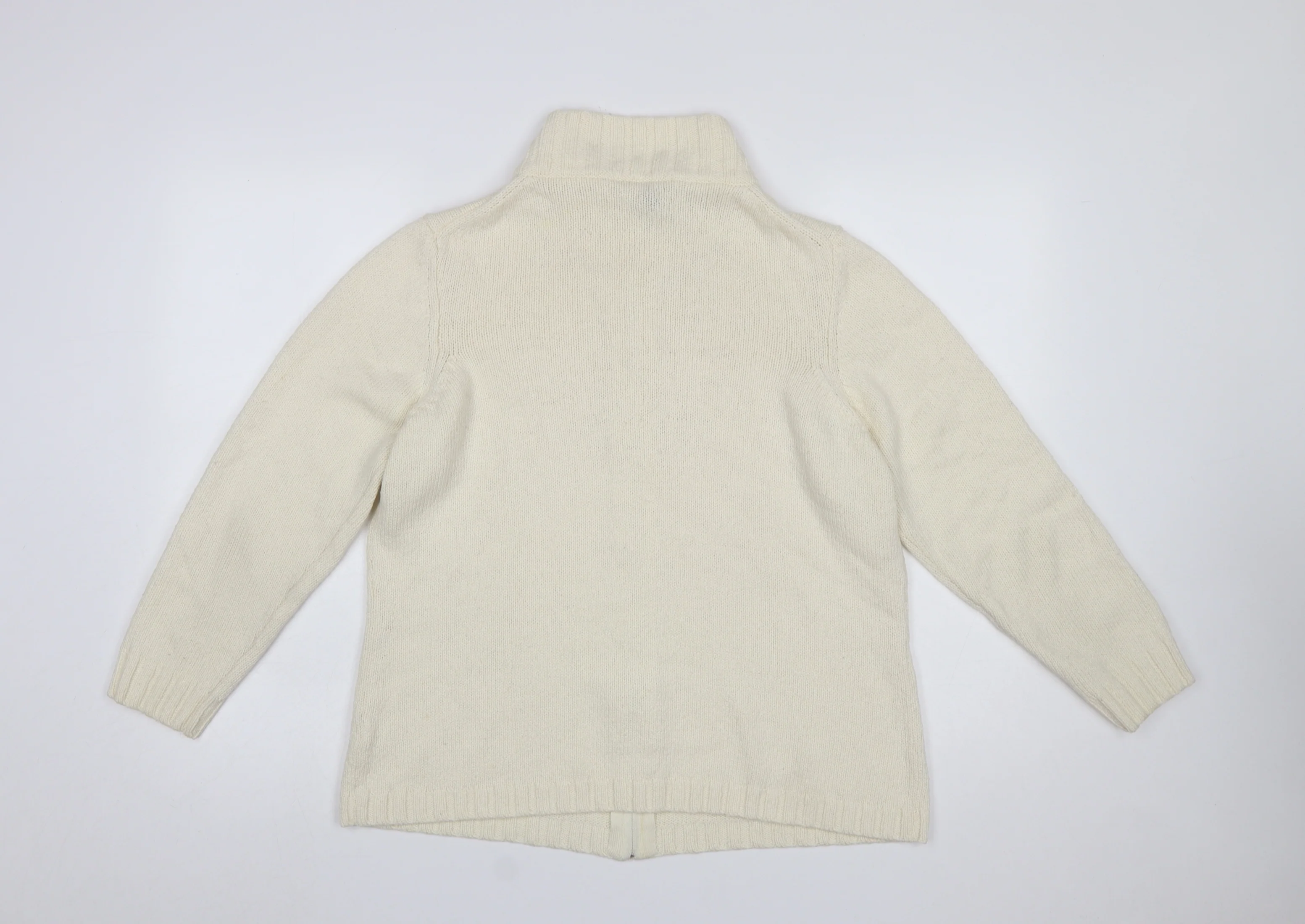 Windsmoor Women Ivory Full Zip High Neck Wool Blend Jumper L - Image 2