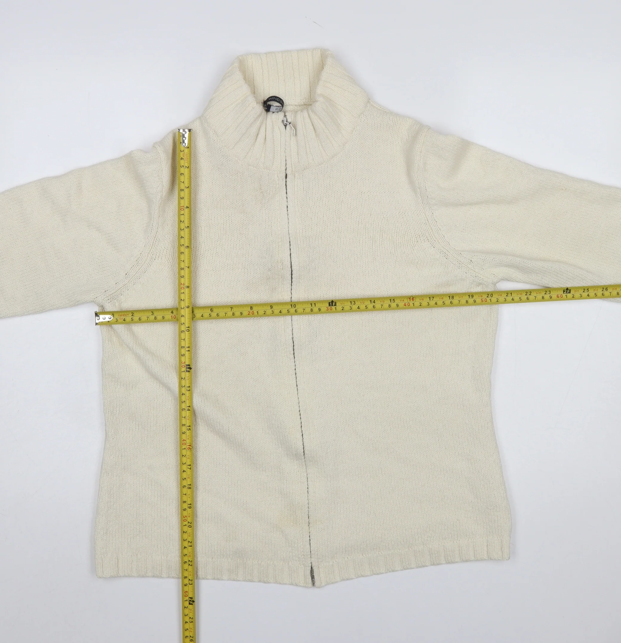 Windsmoor Women Ivory Full Zip High Neck Wool Blend Jumper L - Image 3