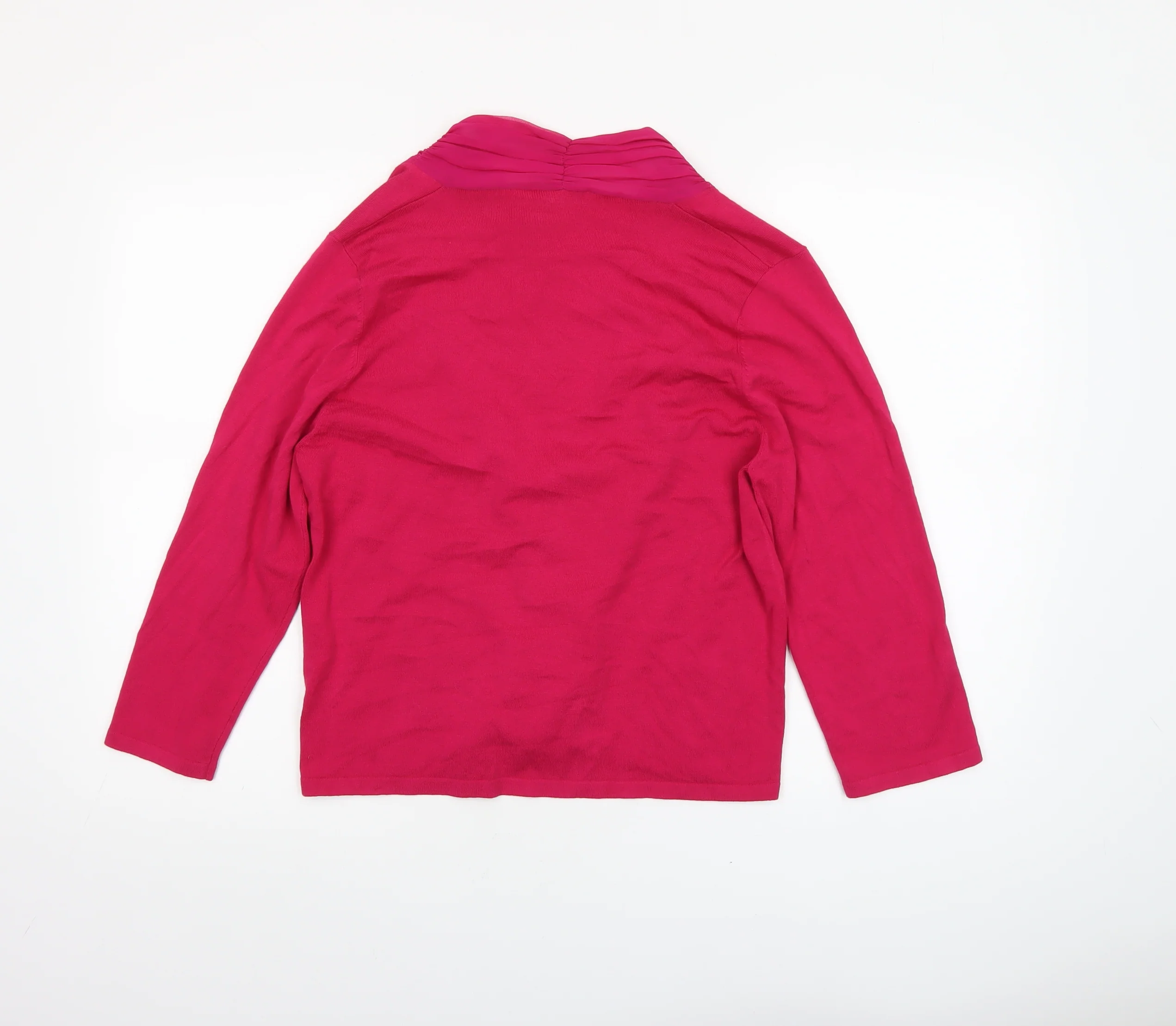 Windsmoor Women’s Pink Silk Trim Open V-Neck Cardigan M - Image 3