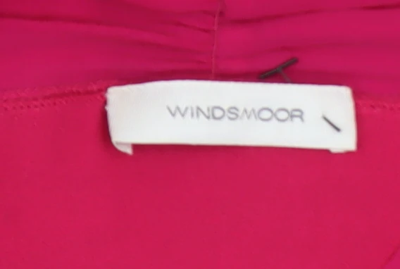 Windsmoor Women’s Pink Silk Trim Open V-Neck Cardigan M - Image 5