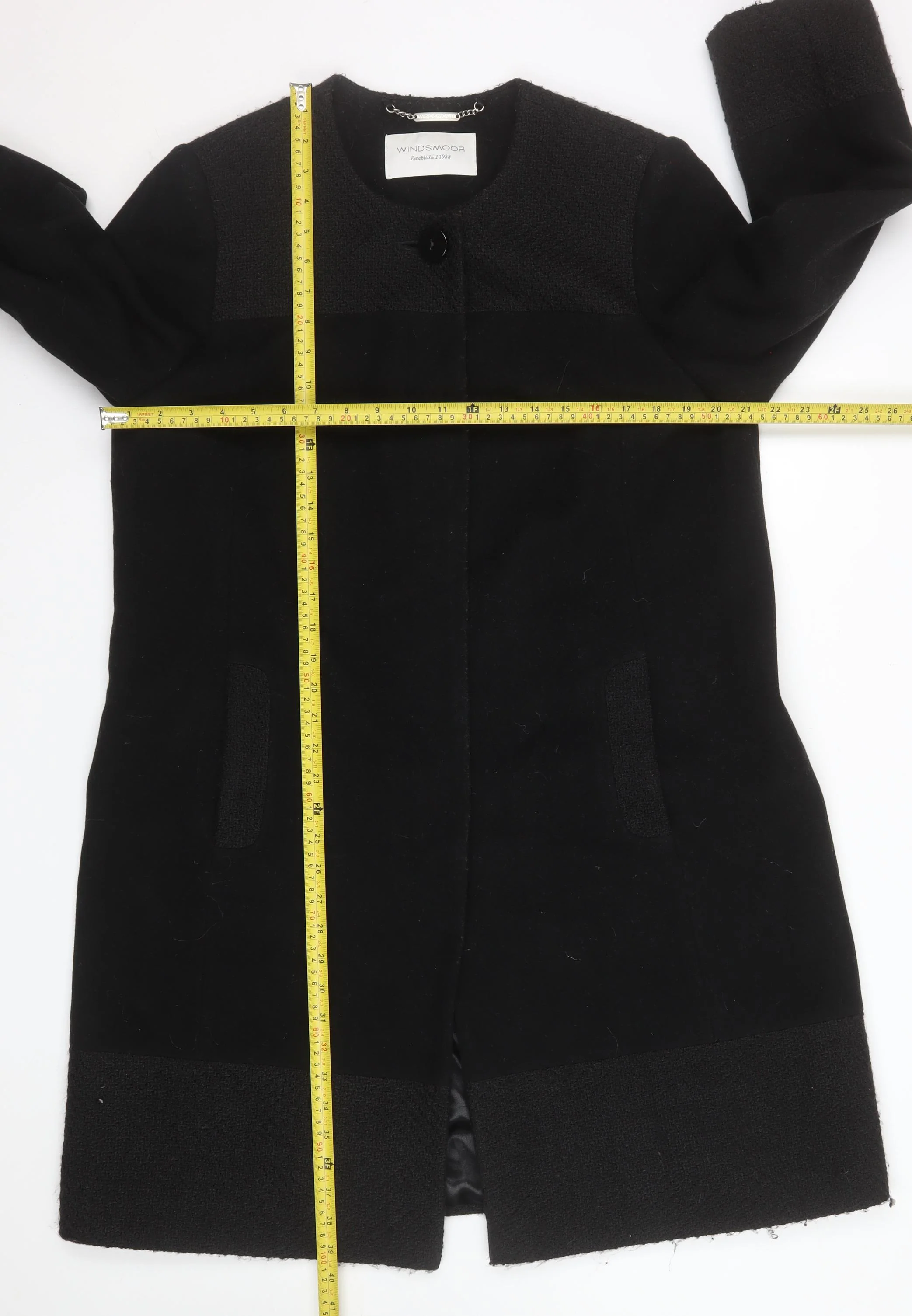 Windsmoor Women's Black Wool Blend Long Overcoat Size 14 Classic Style - Image 2