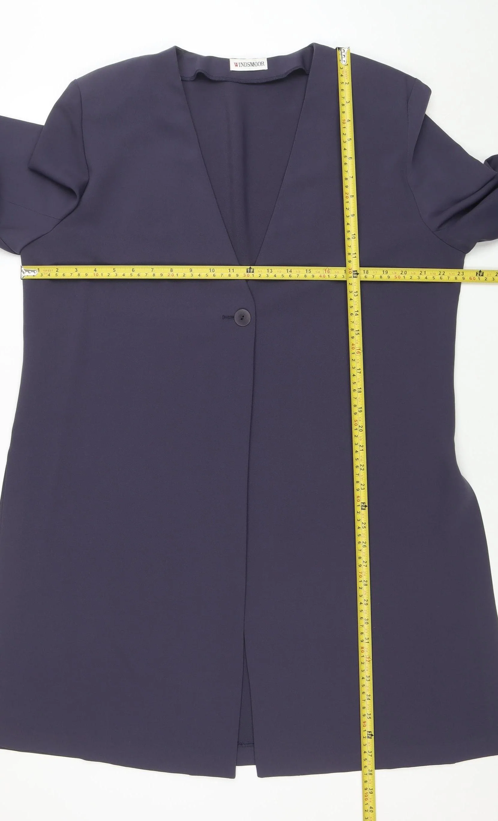 Windsmoor Women's Blue Long Single-Breasted Overcoat Size 18 - Image 2