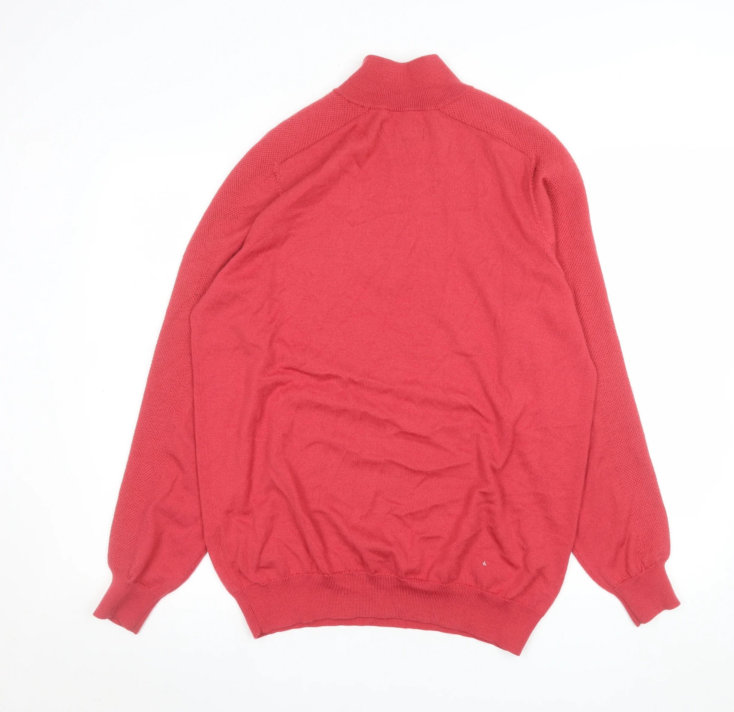 Wolsey Men’s Red Merino Wool 1/2 Zip High Neck Jumper Size L - Image 3