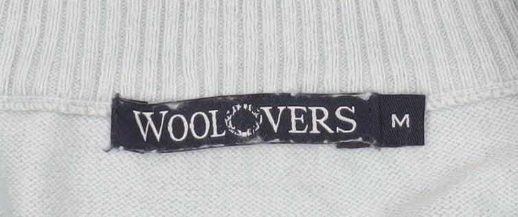 Woolovers Men’s Blue Striped 1/2 Zip Mock Neck Cotton Cashmere Sweater M - Image 4