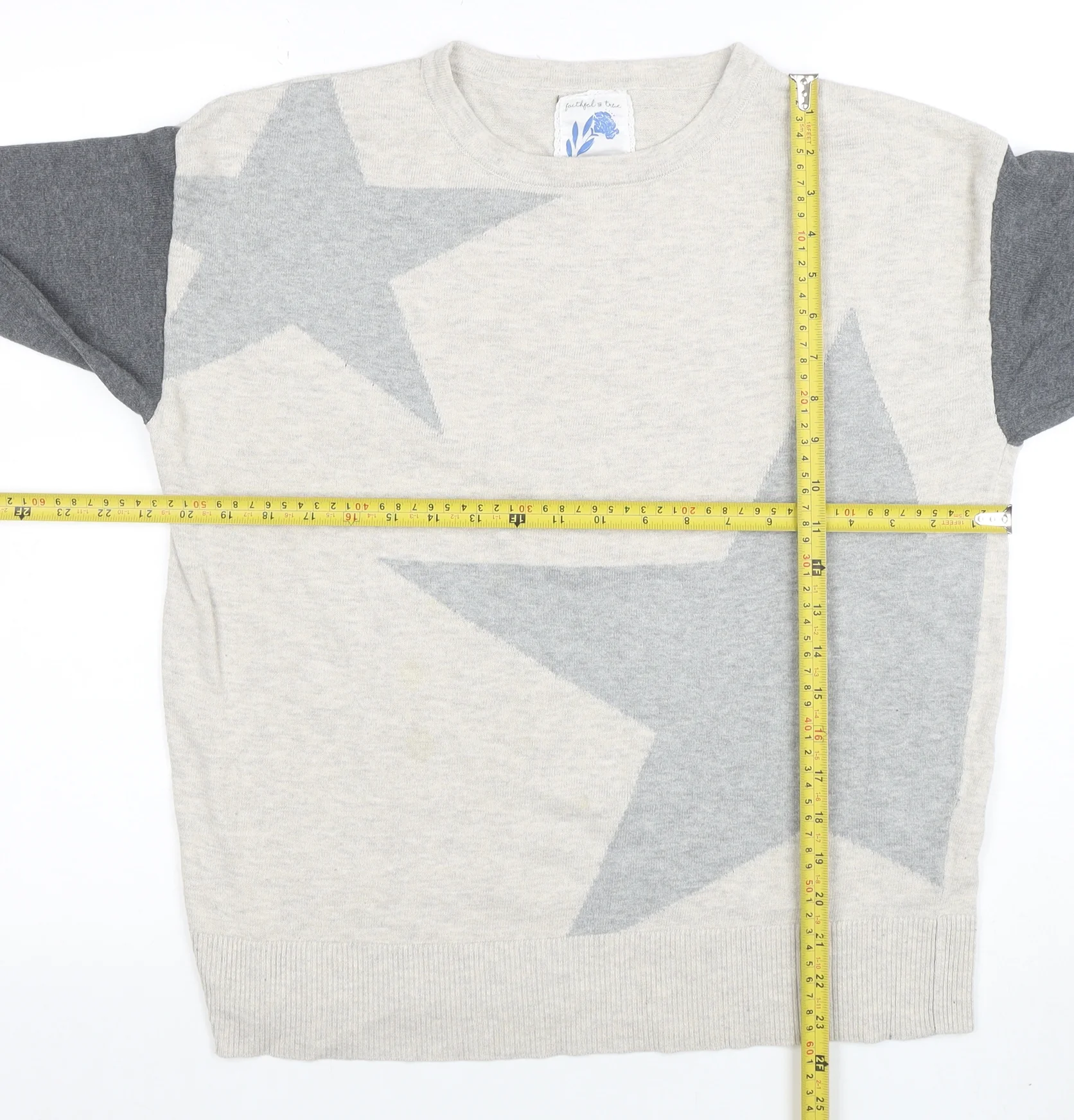 Woolovers Women Beige Star Pattern Crew Neck Wool Cotton Jumper Size 12 - Image 2