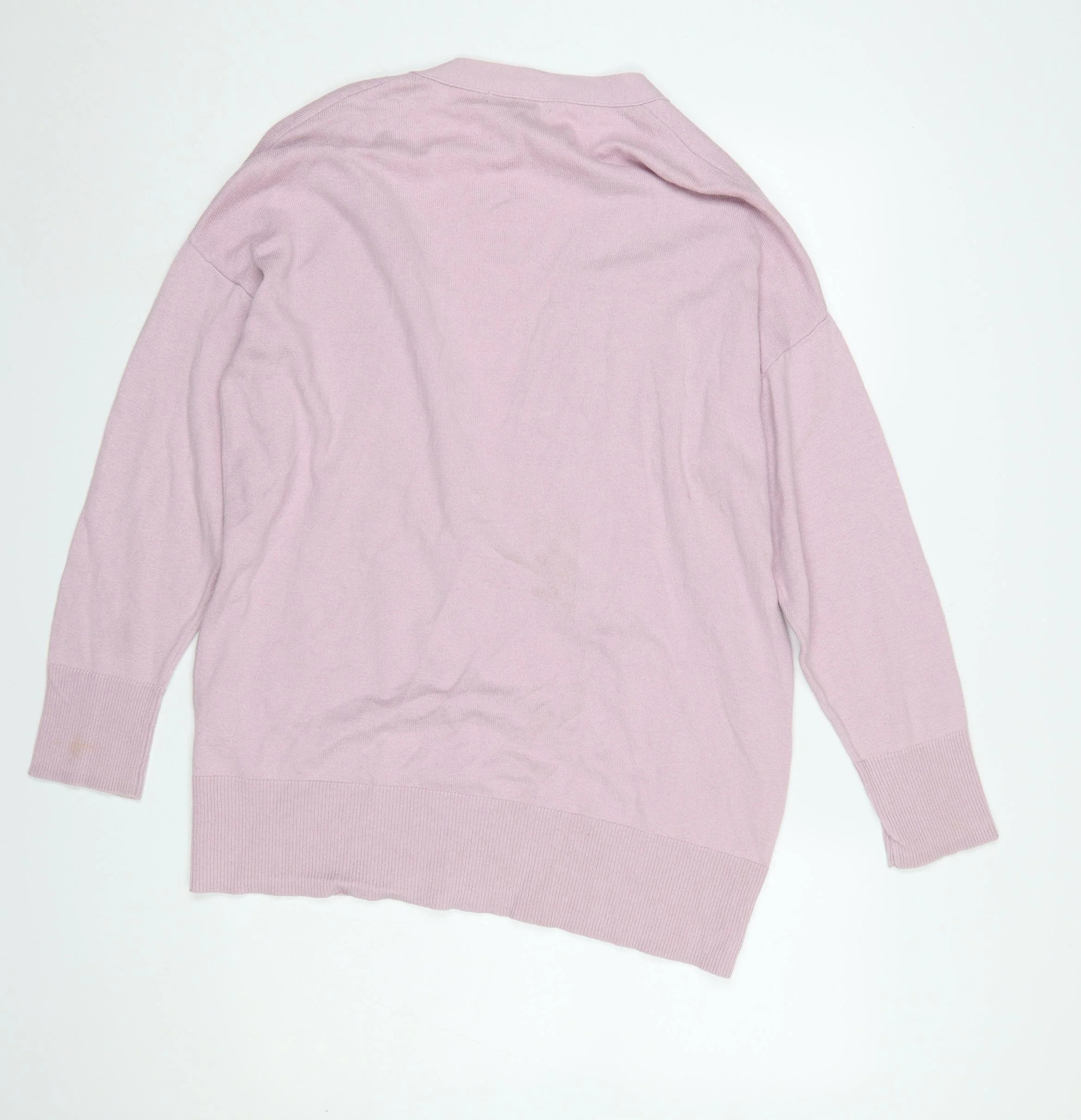 WoolOvers Womens Pink Cotton Cashmere V-Neck Cardigan M - Image 3