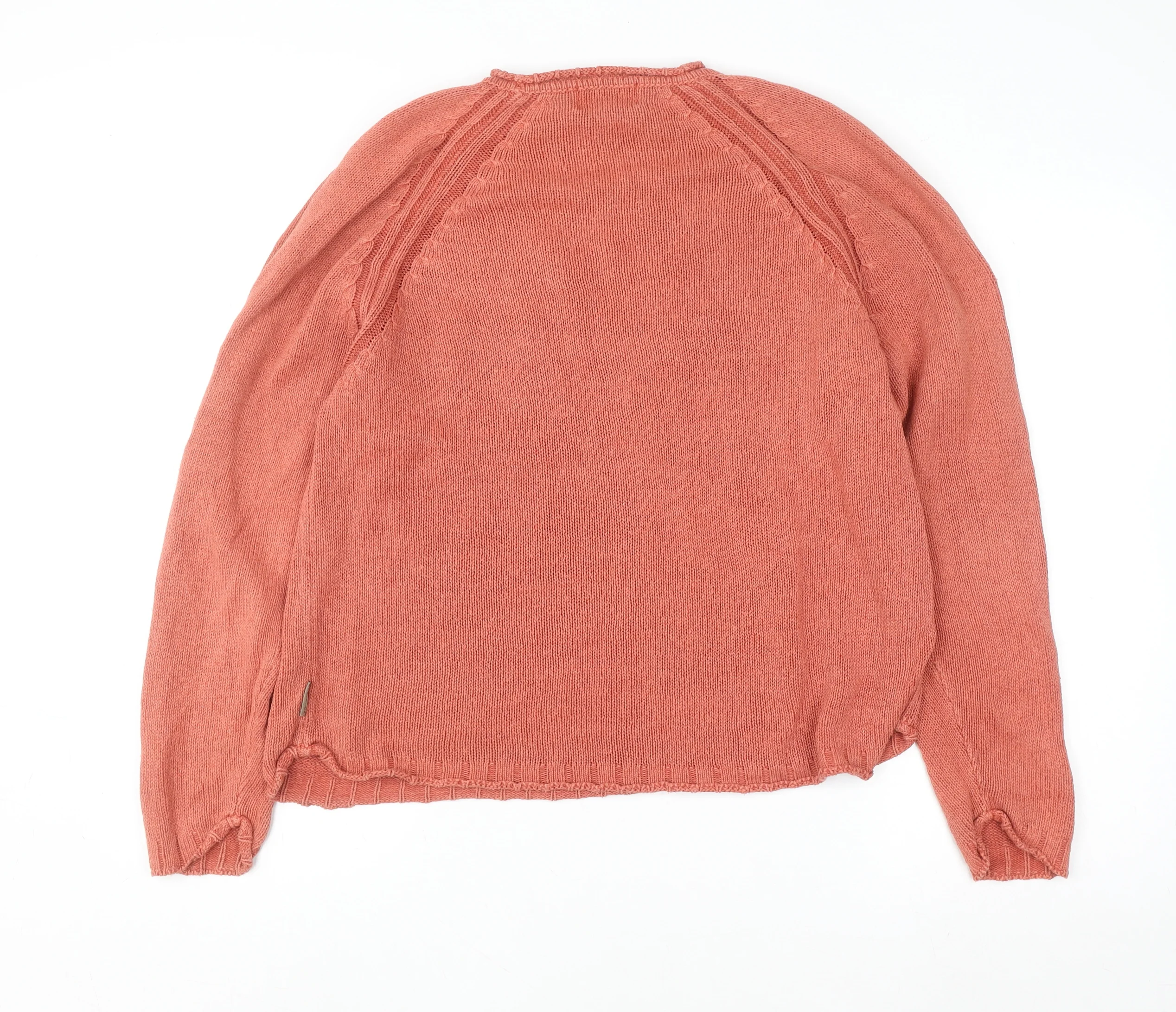 Woolrich Womens Orange Knit Pullover Jumper Size S - Image 3