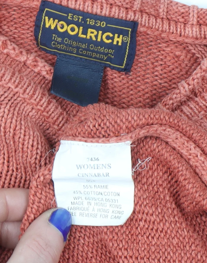 Woolrich Womens Orange Knit Pullover Jumper Size S - Image 4