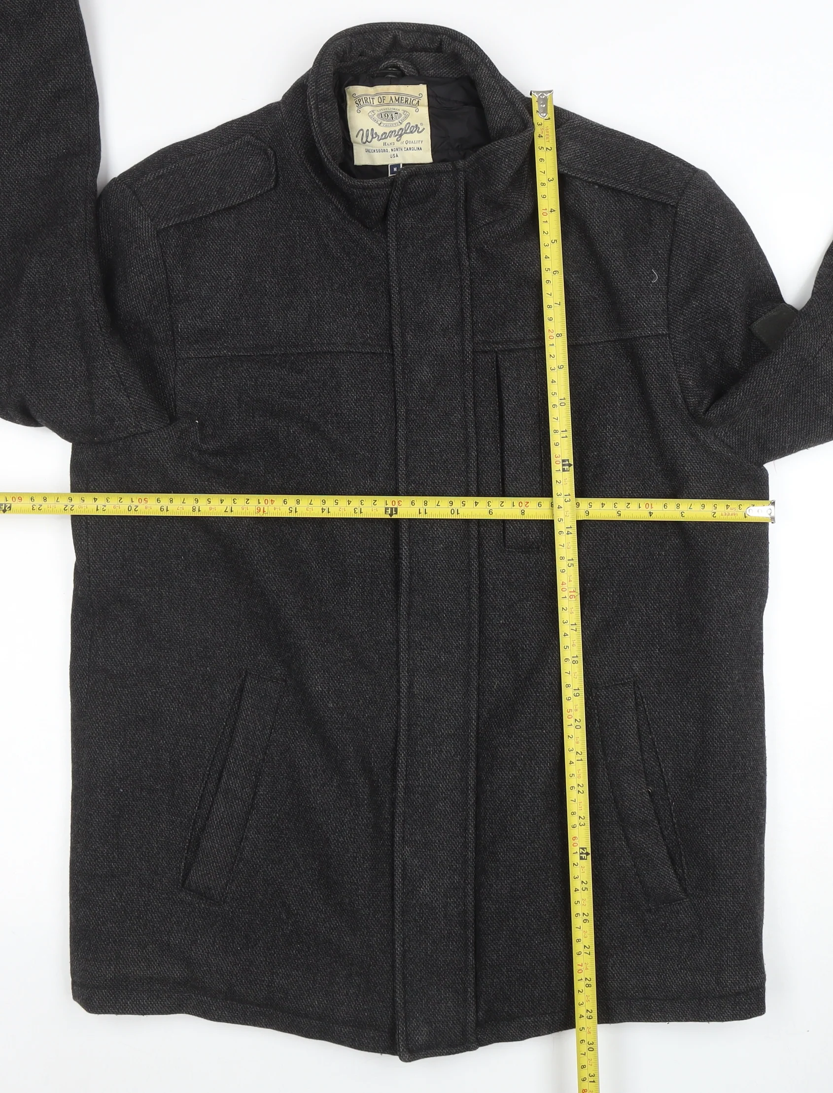 Wrangler Men's Grey Wool Blend Jacket M Mid-Length Classic Style - Image 2