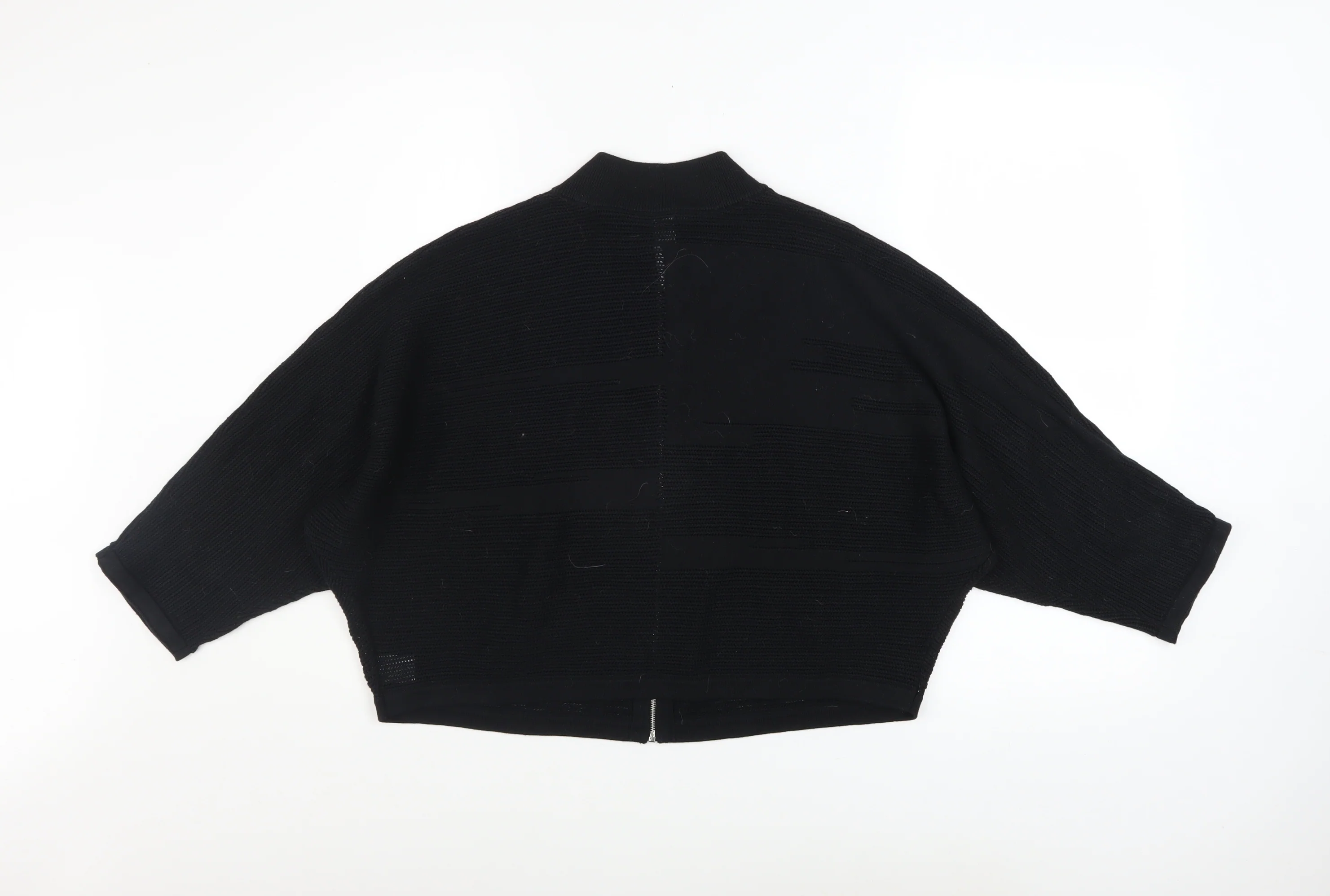 Wynne Collection Women's Black Knit Zip Short Relaxed Jacket Size S - Image 3
