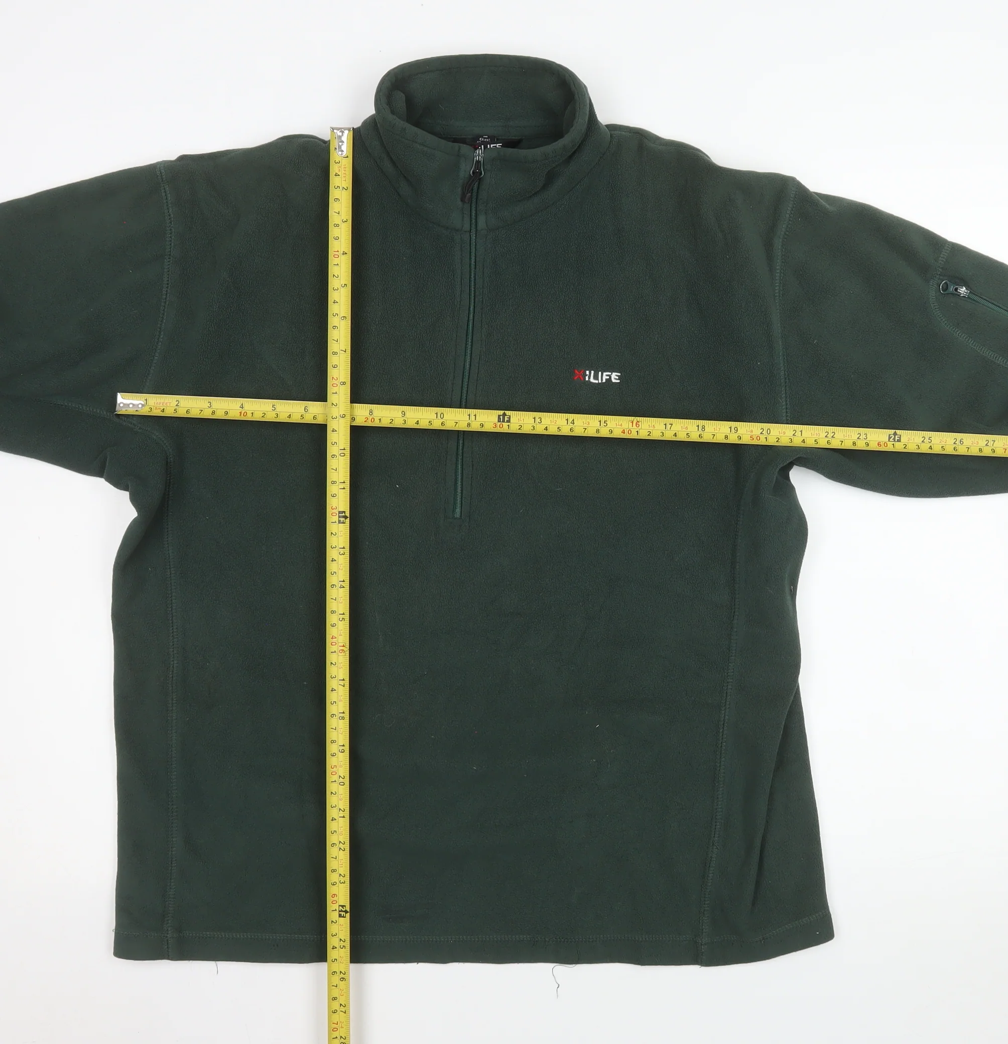 X:Life Men's Green Fleece 1/4 Zip Pullover Sweatshirt M - Image 2