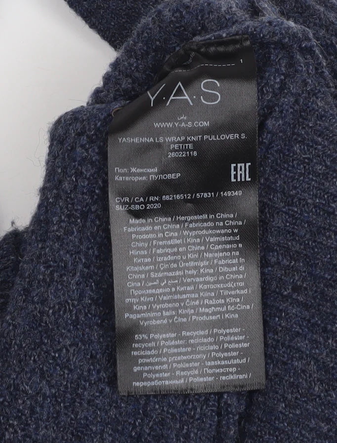 Y.A.S Women Blue Wrap Knit V-Neck Jumper Petite XL - Image 5