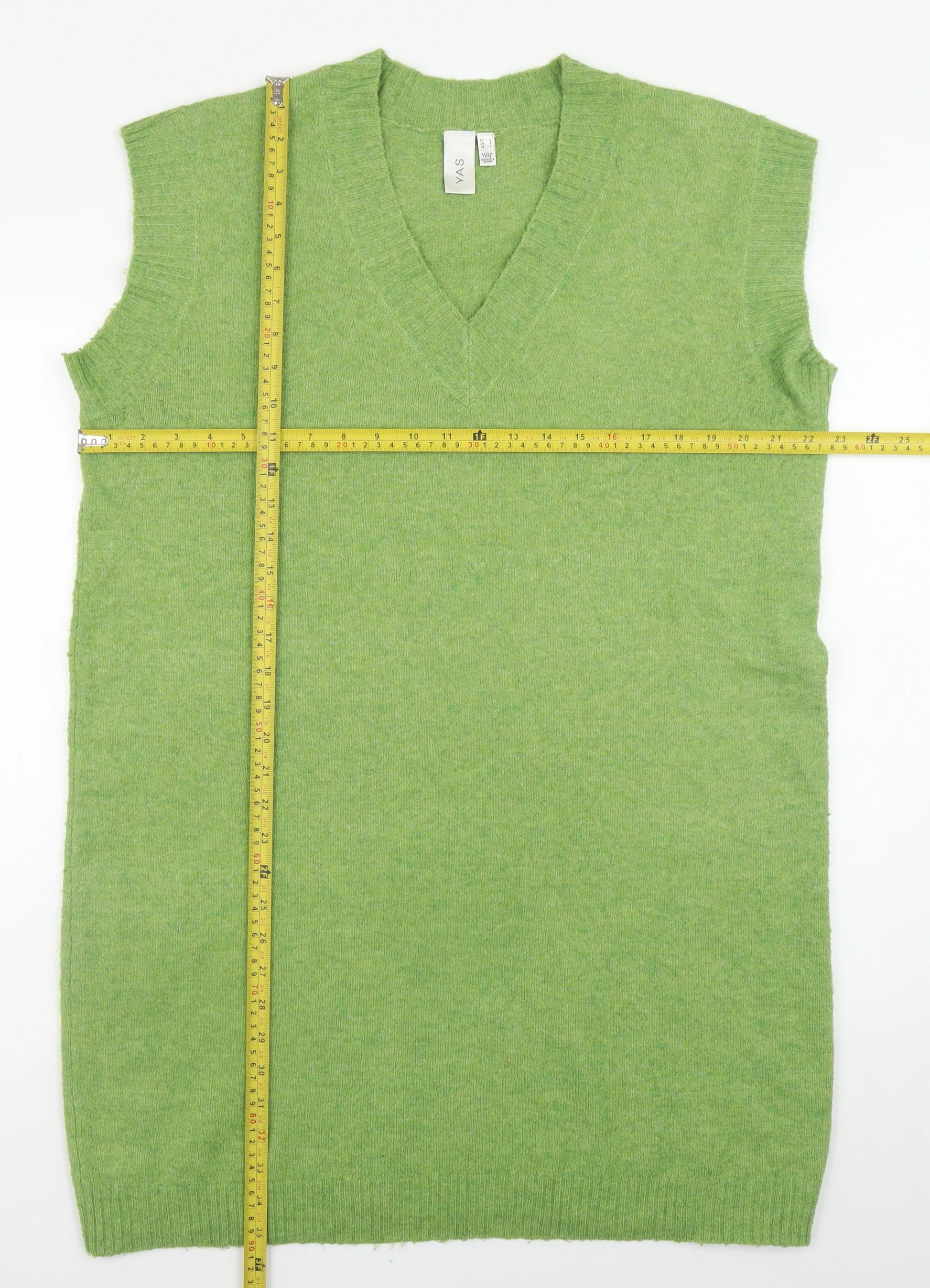 Y.A.S Women’s Green Knit Sleeveless V-Neck Slip Dress Size L - Image 2