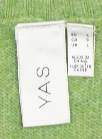 Y.A.S Women’s Green Knit Sleeveless V-Neck Slip Dress Size L - Image 4