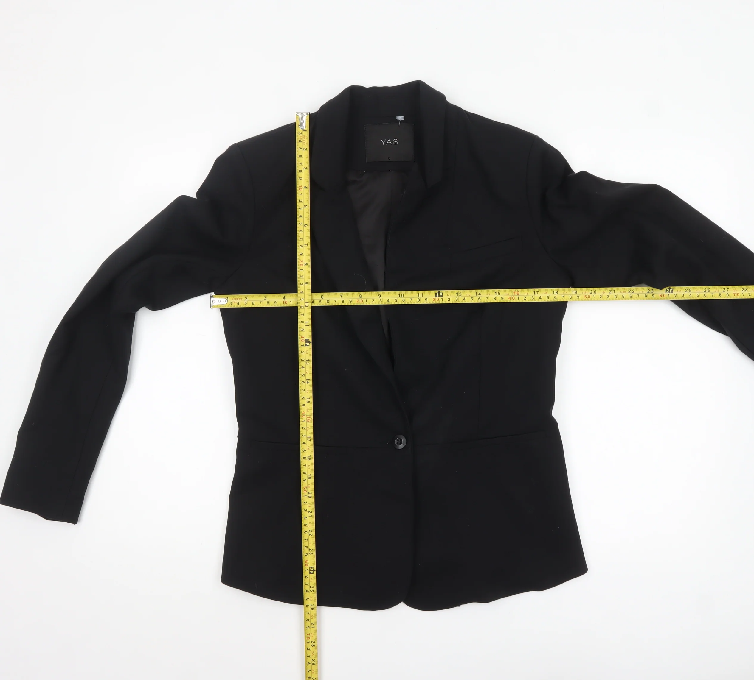 Y.A.S Womens Black Regular Fit One-Button Blazer Jacket Size L - Image 2
