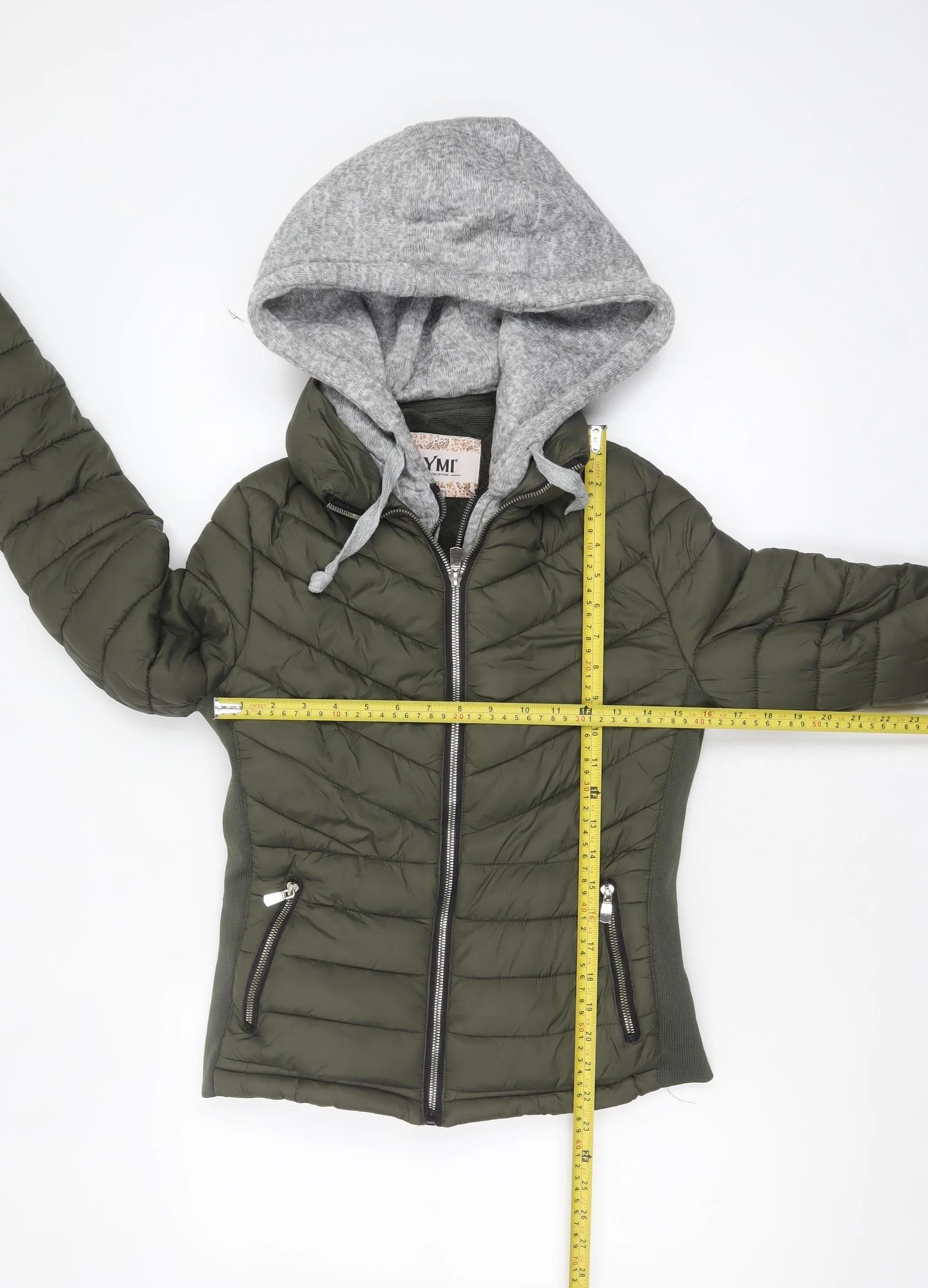 YMI Women's Green Hooded Puffer Jacket Size S - Image 2