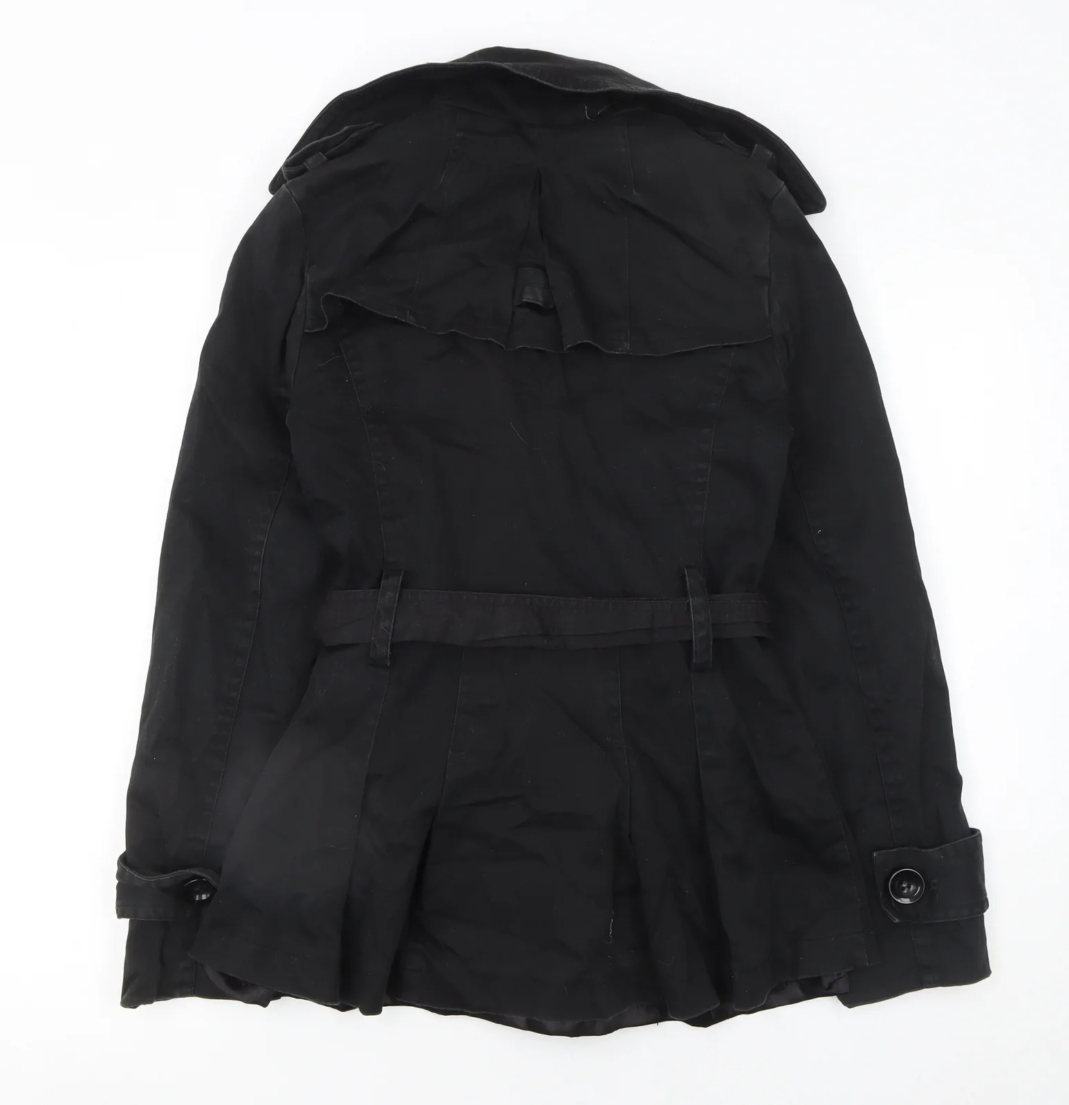 Yoga Women's Black L Trench Coat Belted Cotton Blend Classic Style - Image 3