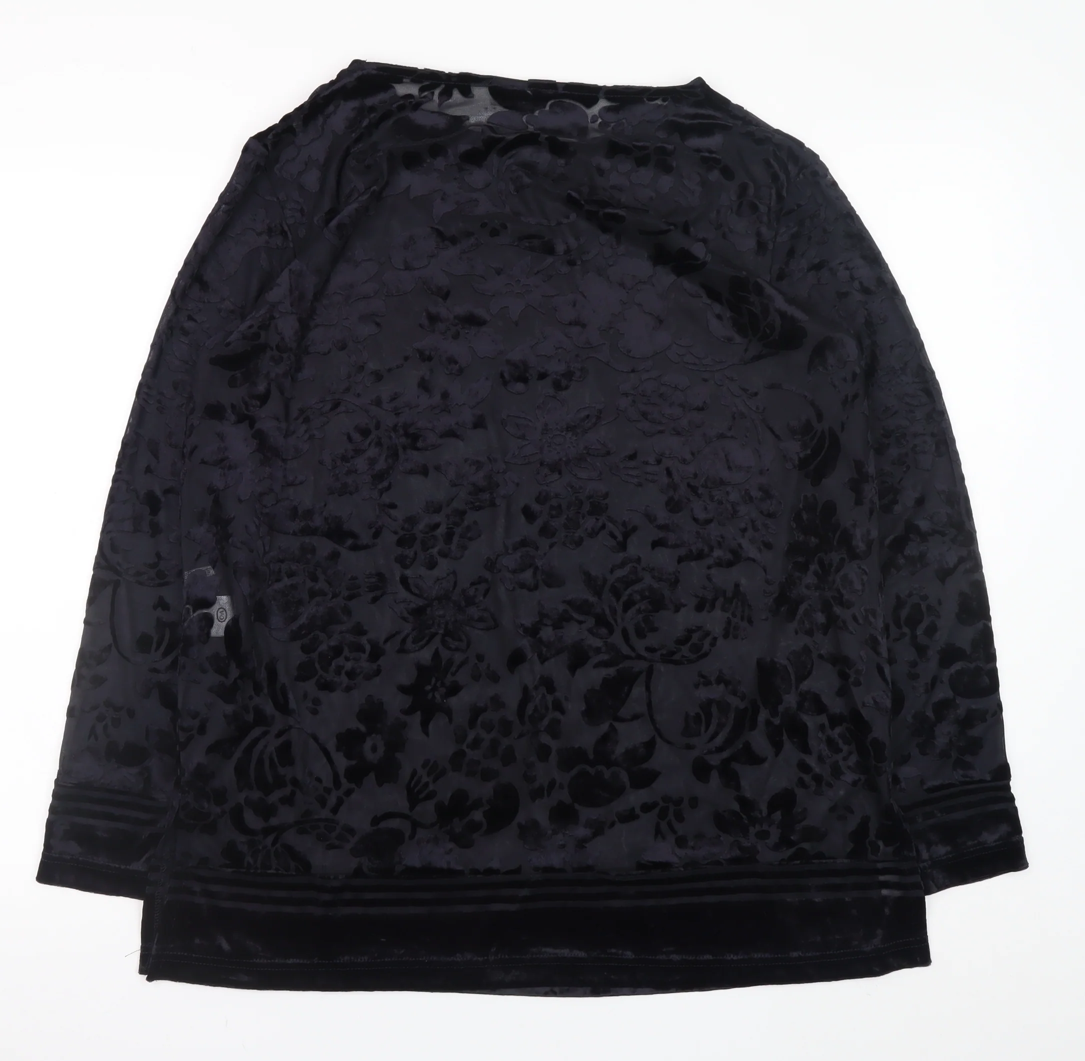 Your 6th Sense Women's Black Velvet Floral Tunic Blouse Size L - Image 3