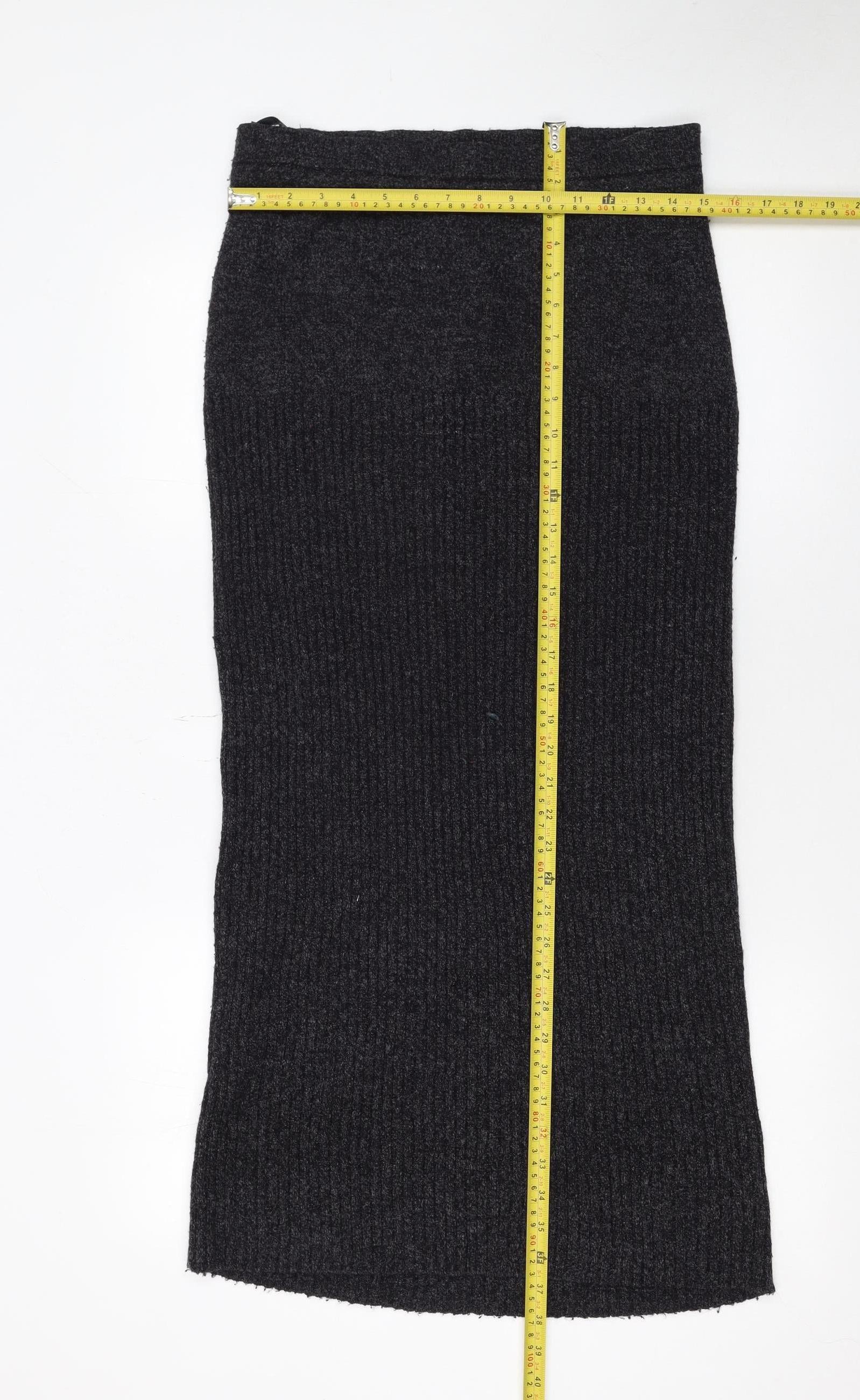 Your 6th Sense Women's Black Wool Blend Knit Pencil Midi Skirt S - Image 2