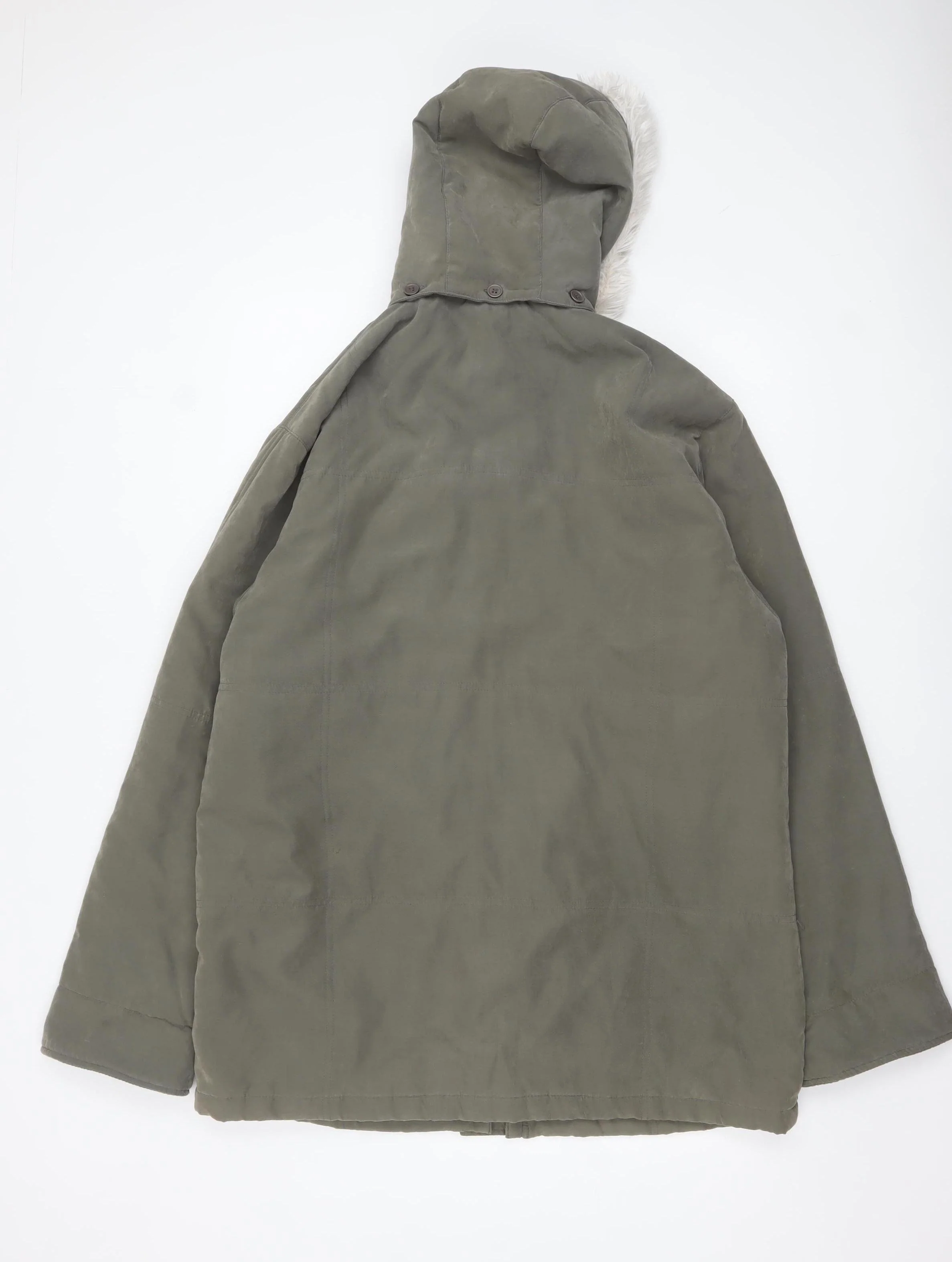 YS Collection Women's Green Hooded Parka Coat Size 18 - Image 3