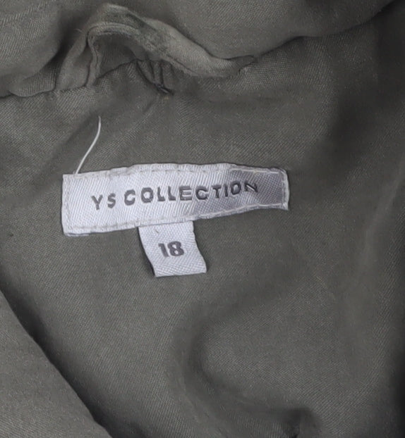 YS Collection Women's Green Hooded Parka Coat Size 18 - Image 5